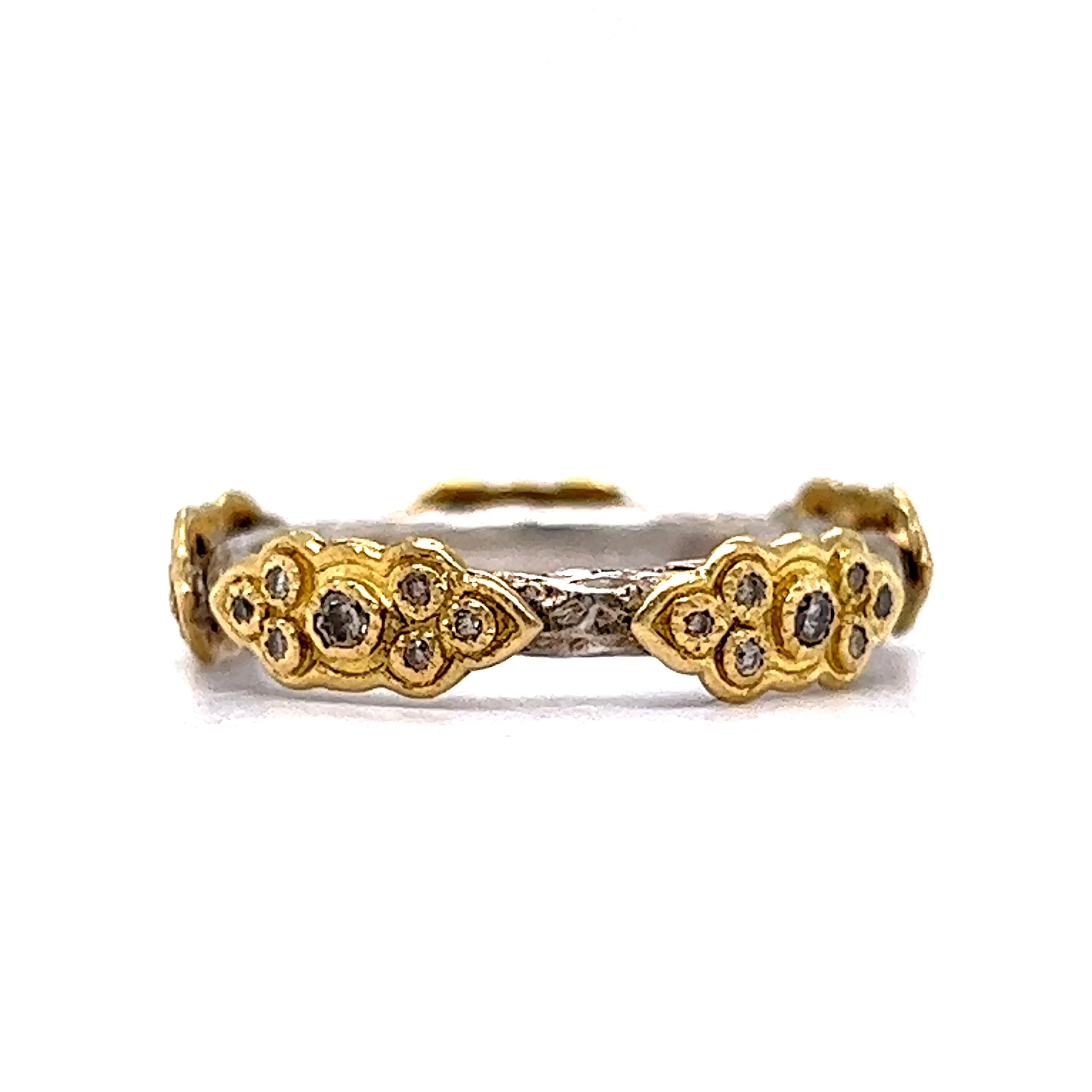 Diamond Armenta Stacking Ring in Silver & 18k Gold - Image 2