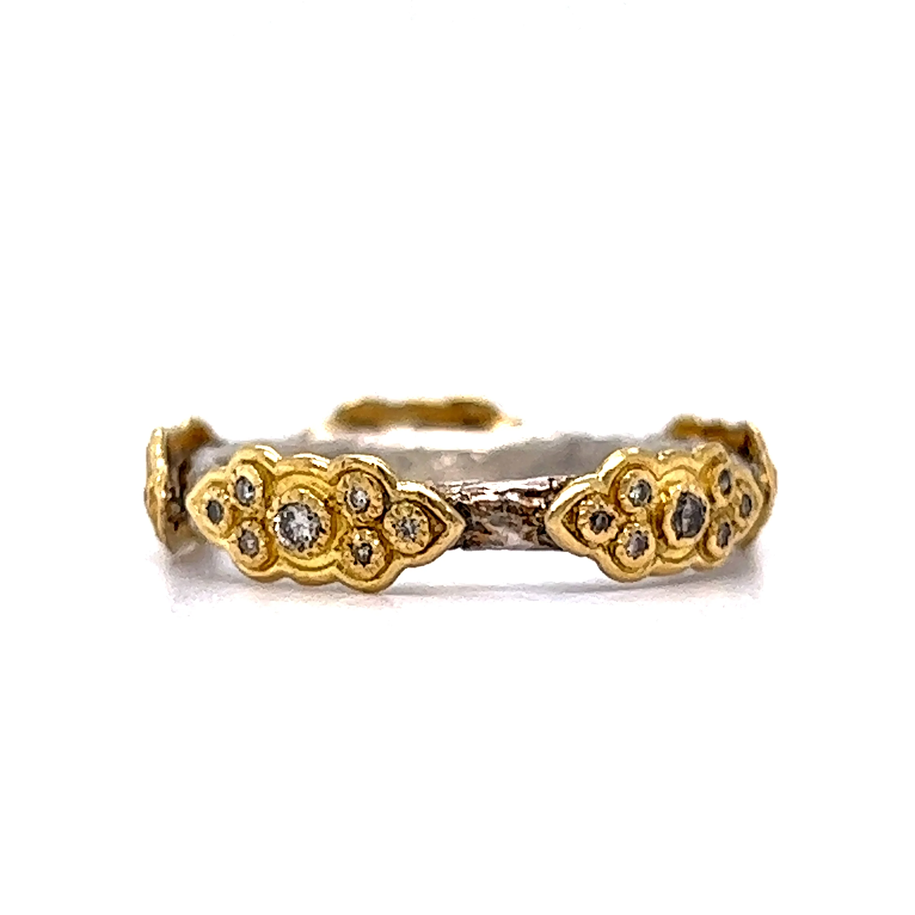 Diamond Armenta Stacking Ring in Silver & 18k Gold - Image 3