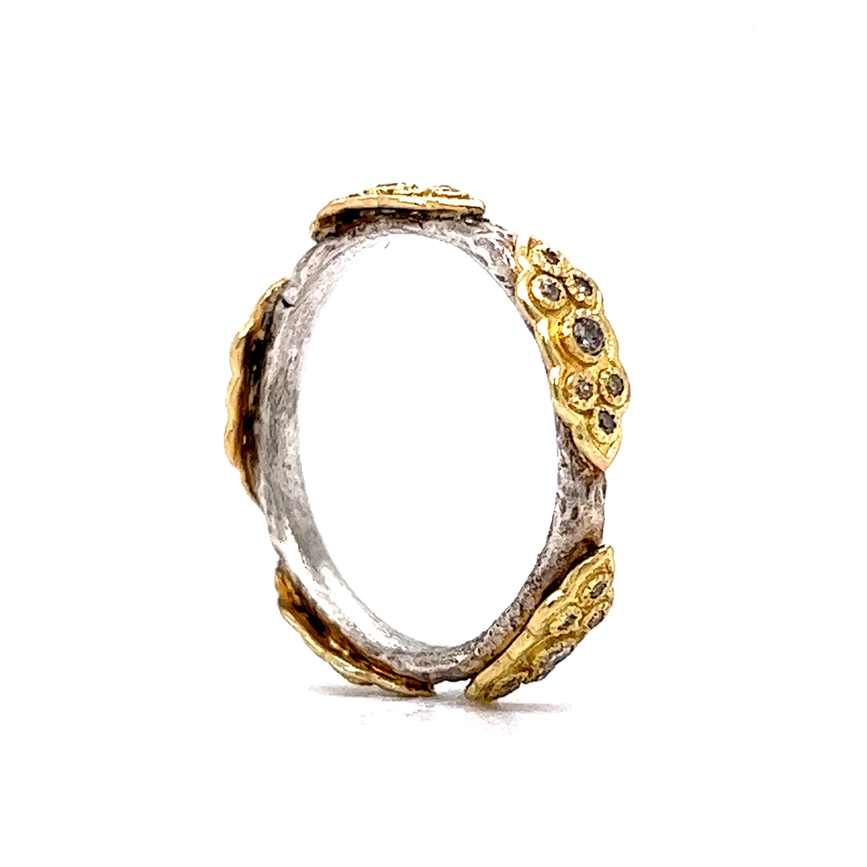 Diamond Armenta Stacking Ring in Silver & 18k Gold - Image 5
