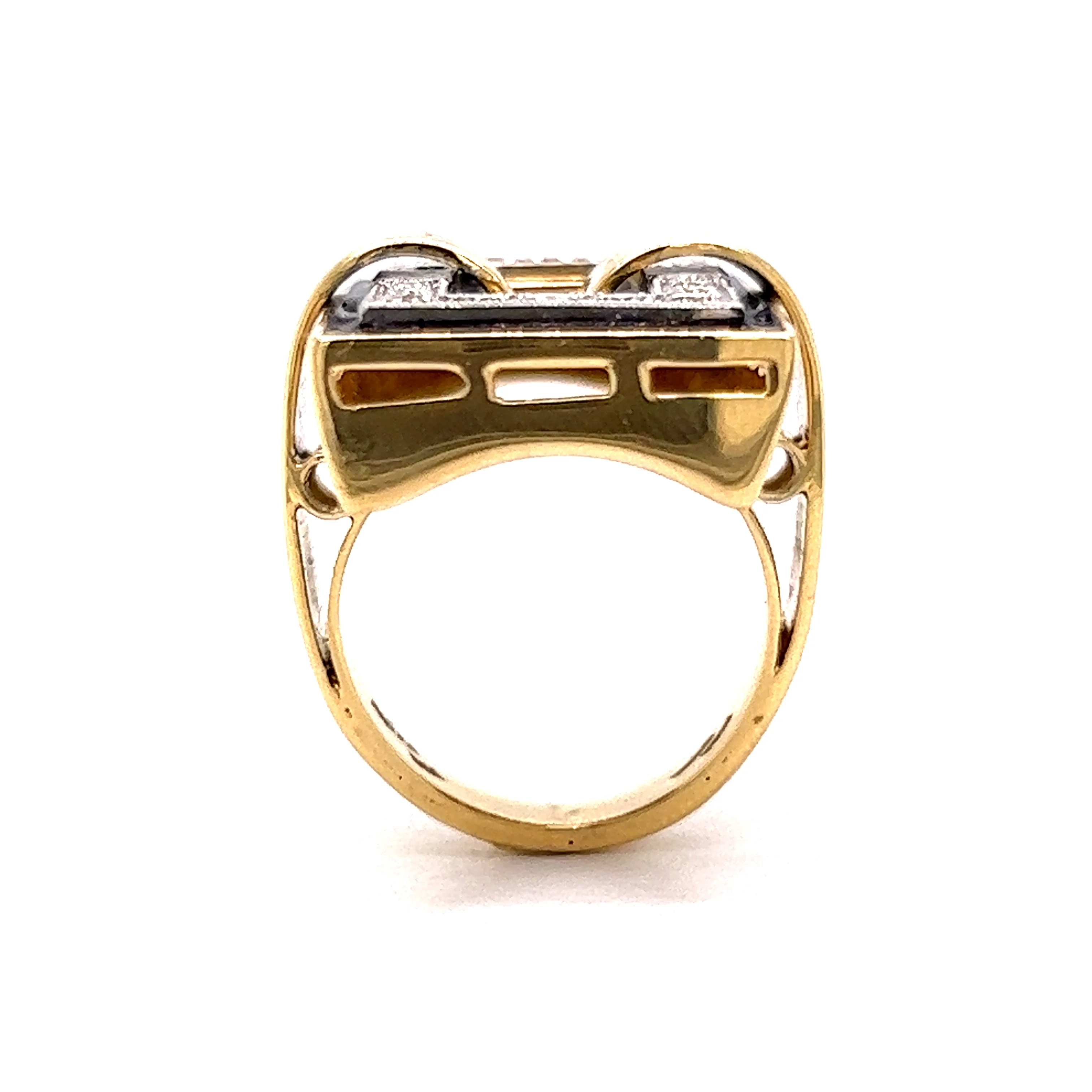 Diamond & Blue Enamel Cocktail Ring 18k Gold - Image 4