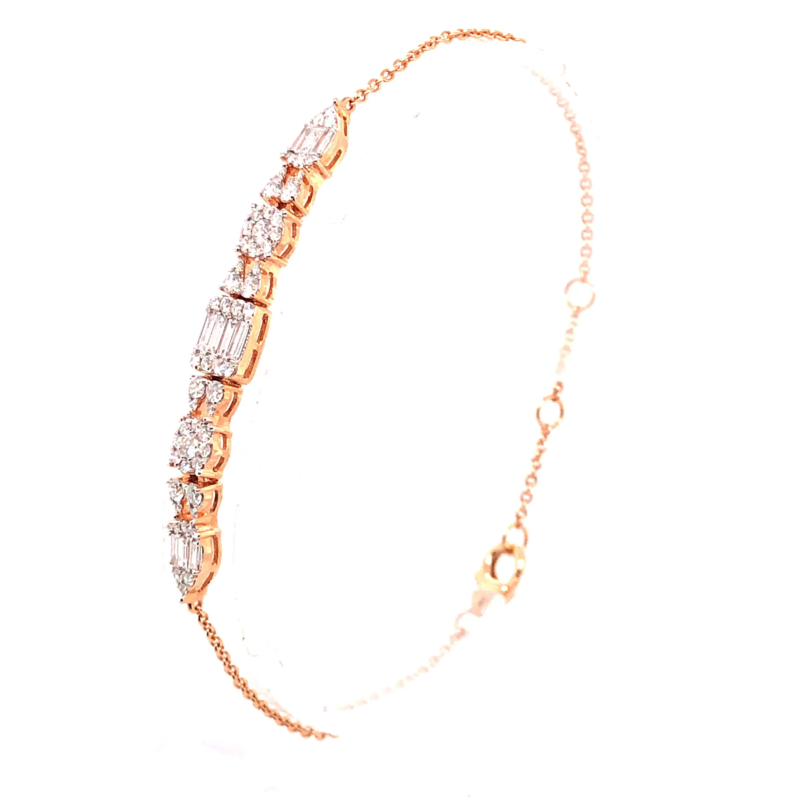 Diamond Cluster Chain Bracelet in 18k Rose Gold - Image 3