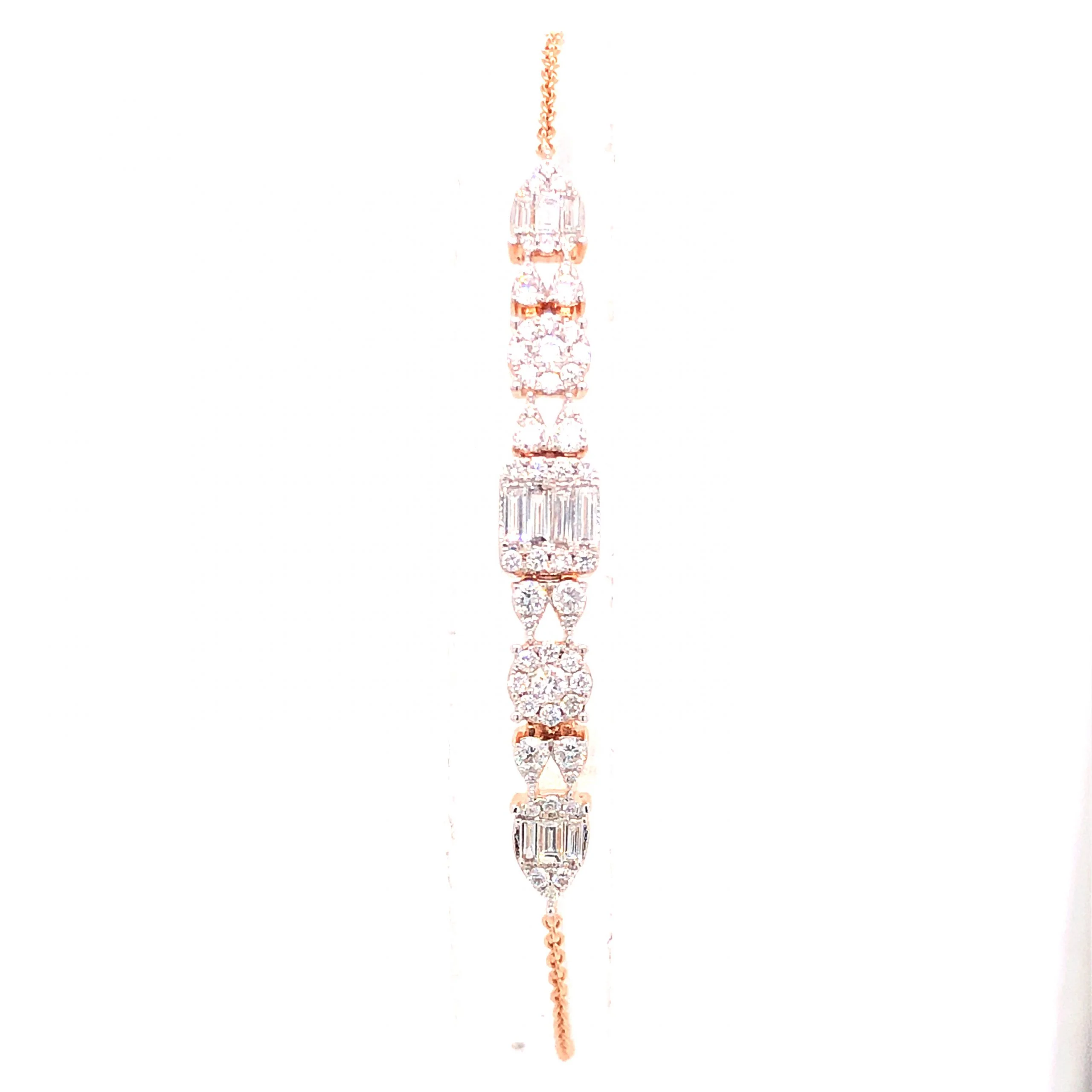 Diamond Cluster Chain Bracelet in 18k Rose Gold - Image 4