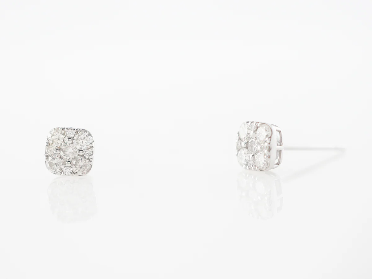 Diamond Cluster Earrings in 14k White Gold - Image 2