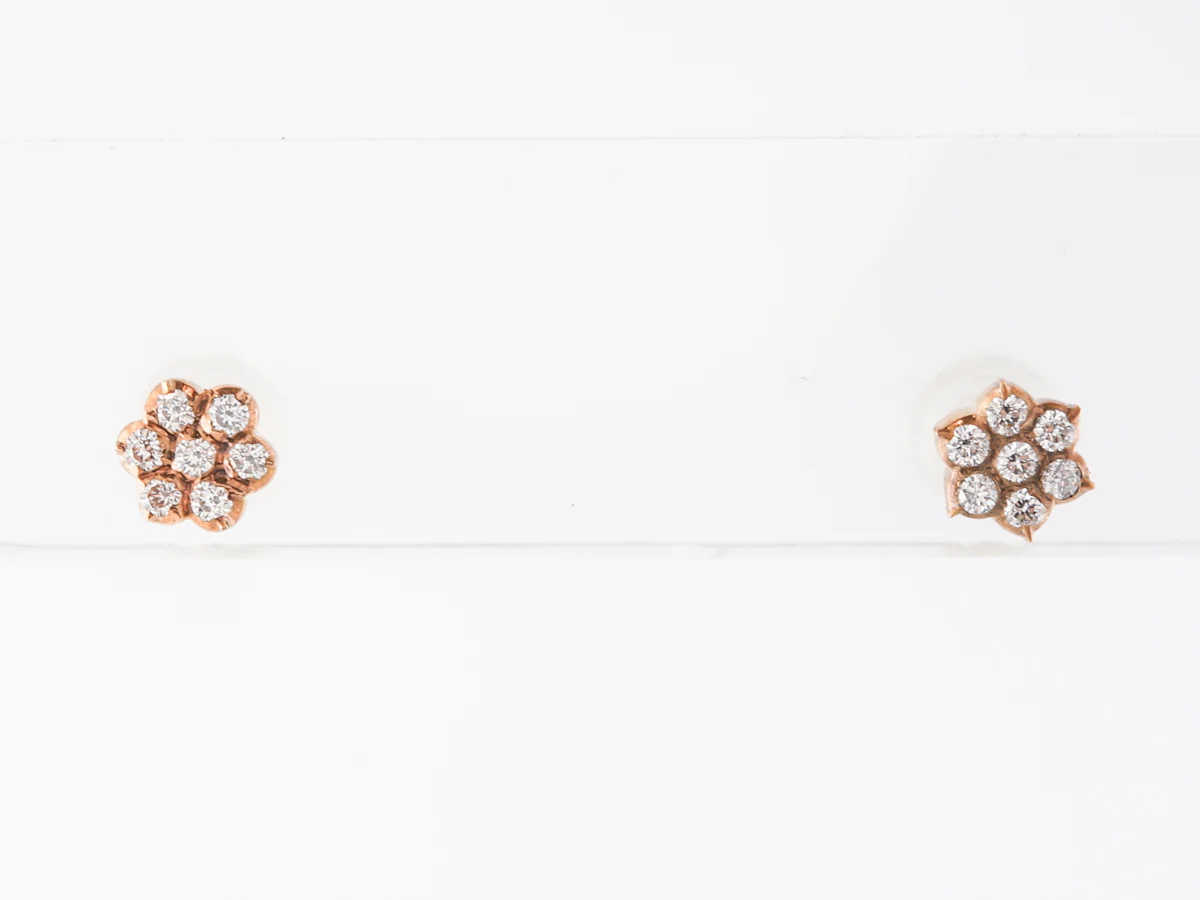 Diamond Cluster Earrings in 14k Yellow Gold