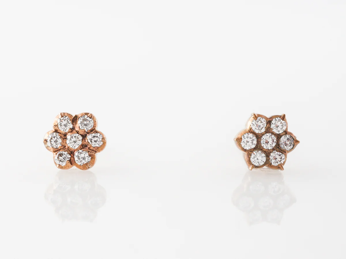 Diamond Cluster Earrings in 14k Yellow Gold - Image 4