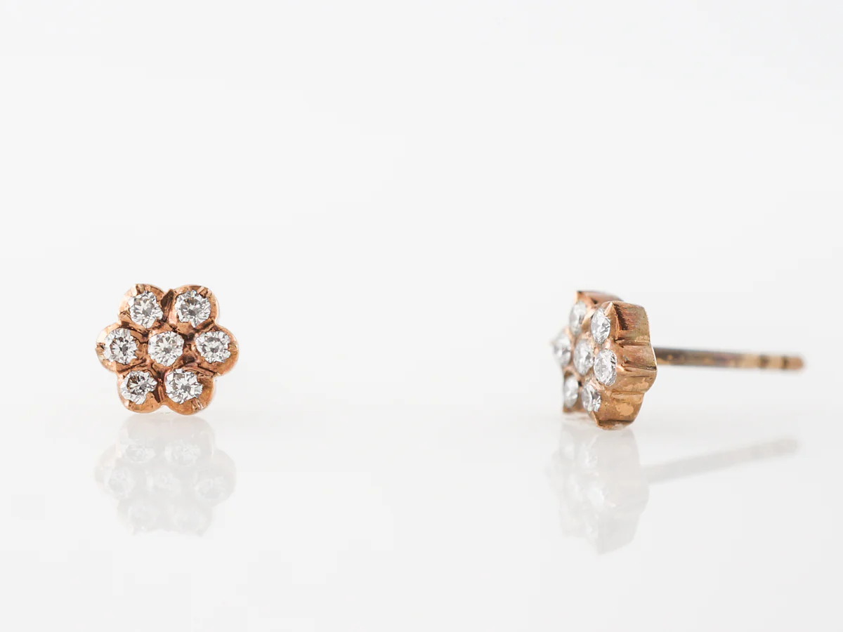 Diamond Cluster Earrings in 14k Yellow Gold - Image 5