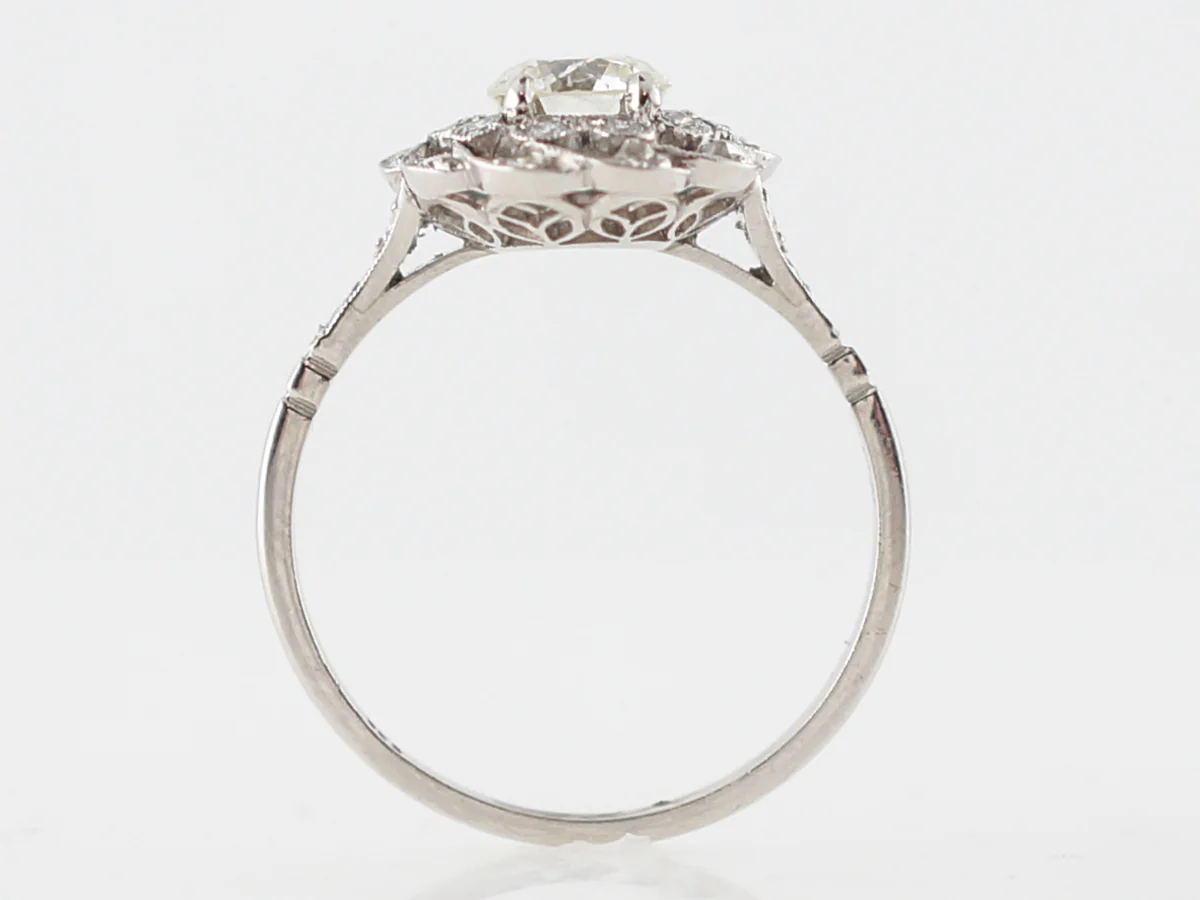 Diamond Cluster Filigree Engagement Ring in Platinum - Image 4