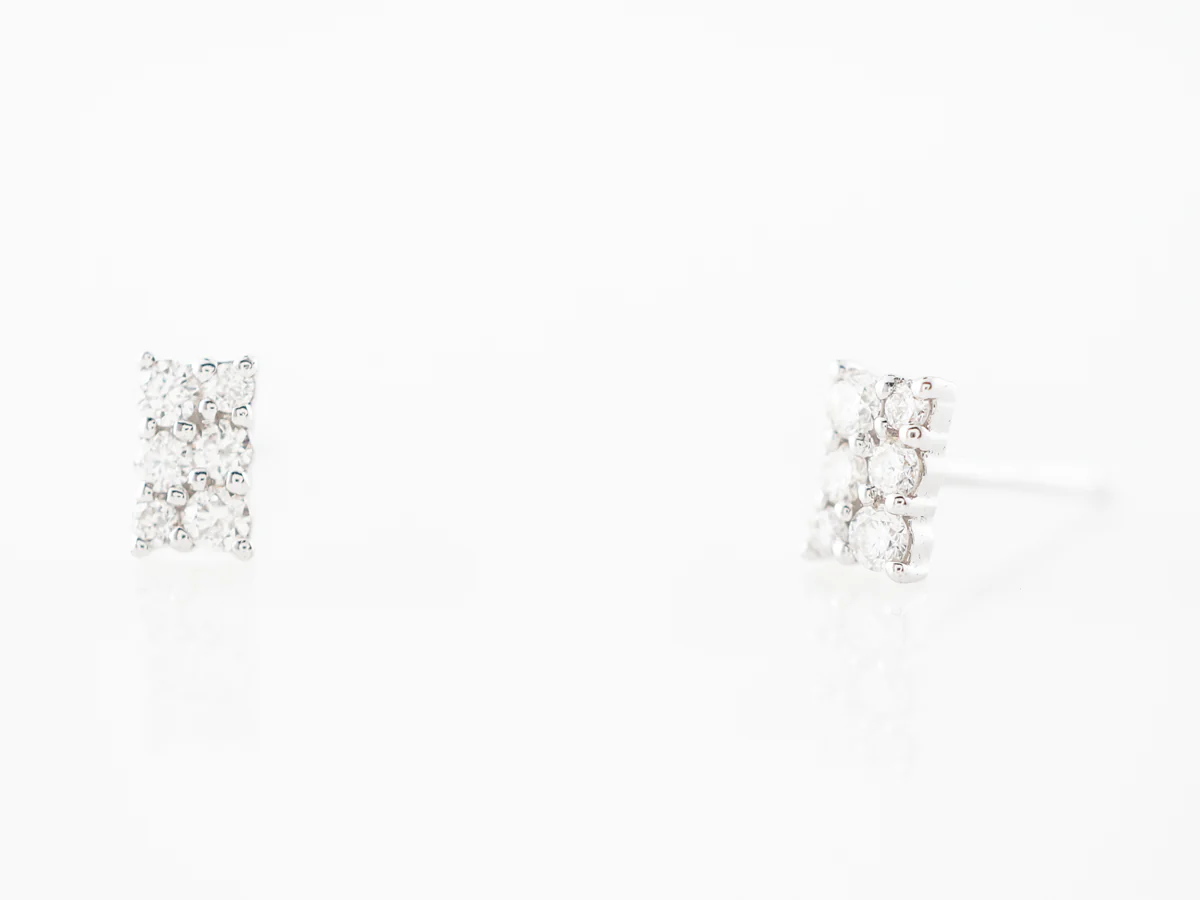 Diamond Cluster Pave Earrings in 18k White Gold - Image 2