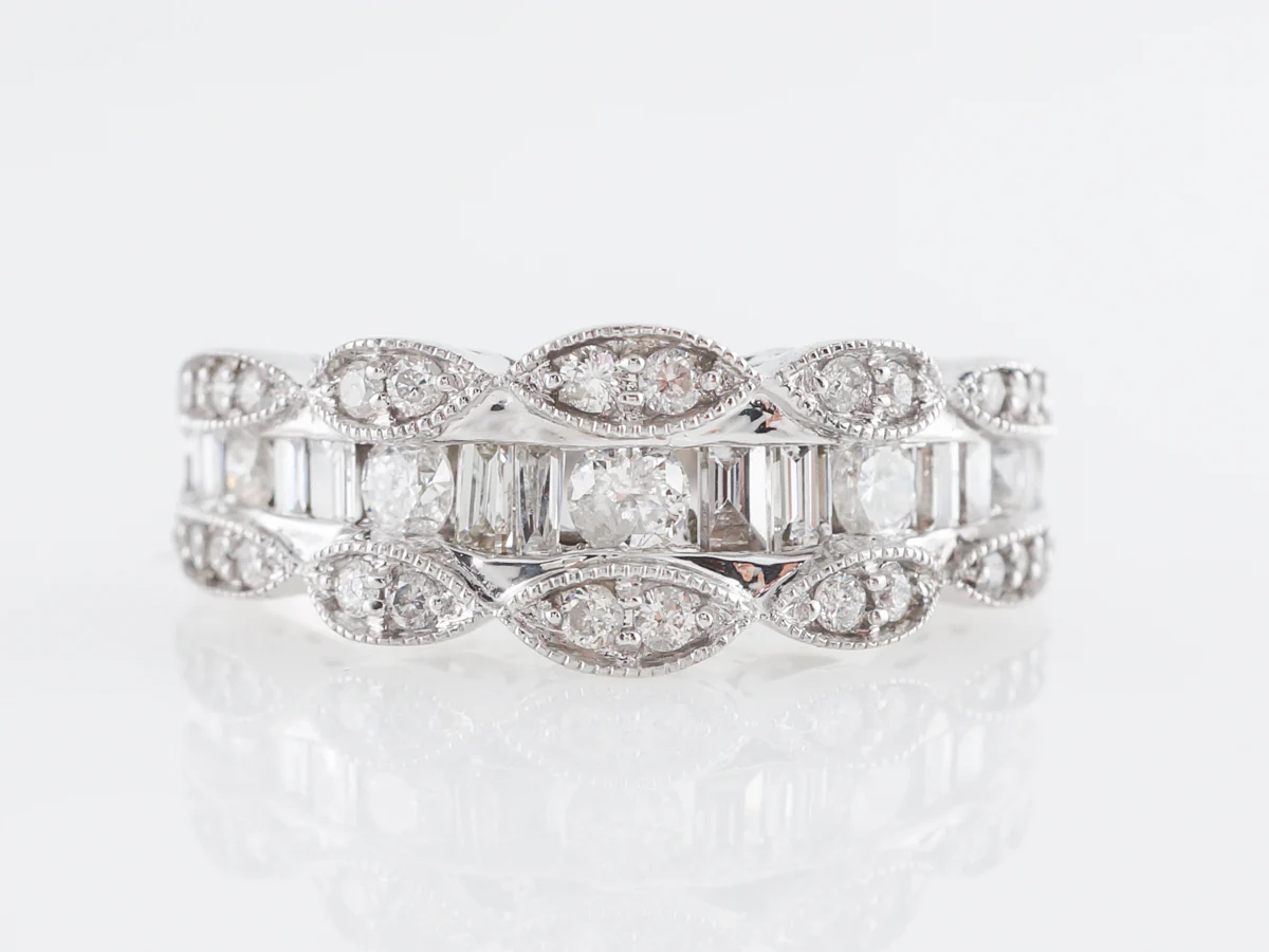 Diamond Cluster Stacking Band in 14k White Gold