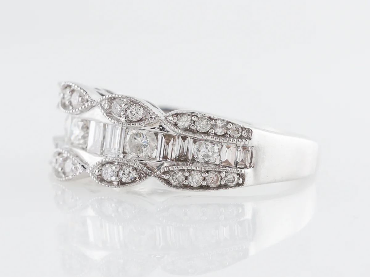 Diamond Cluster Stacking Band in 14k White Gold - Image 2