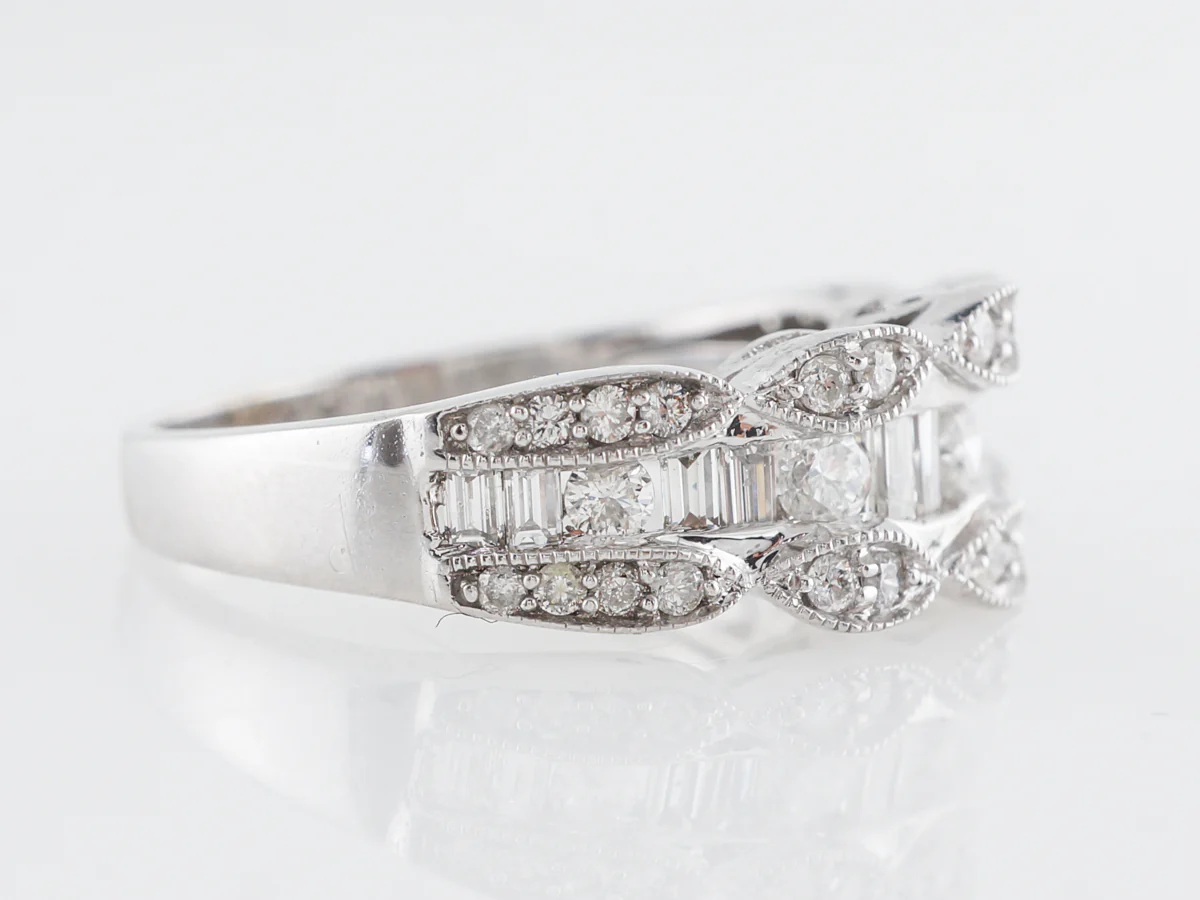 Diamond Cluster Stacking Band in 14k White Gold - Image 3