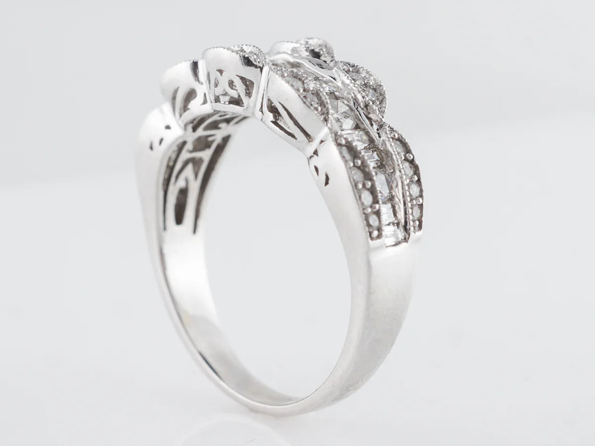 Diamond Cluster Stacking Band in 14k White Gold - Image 4