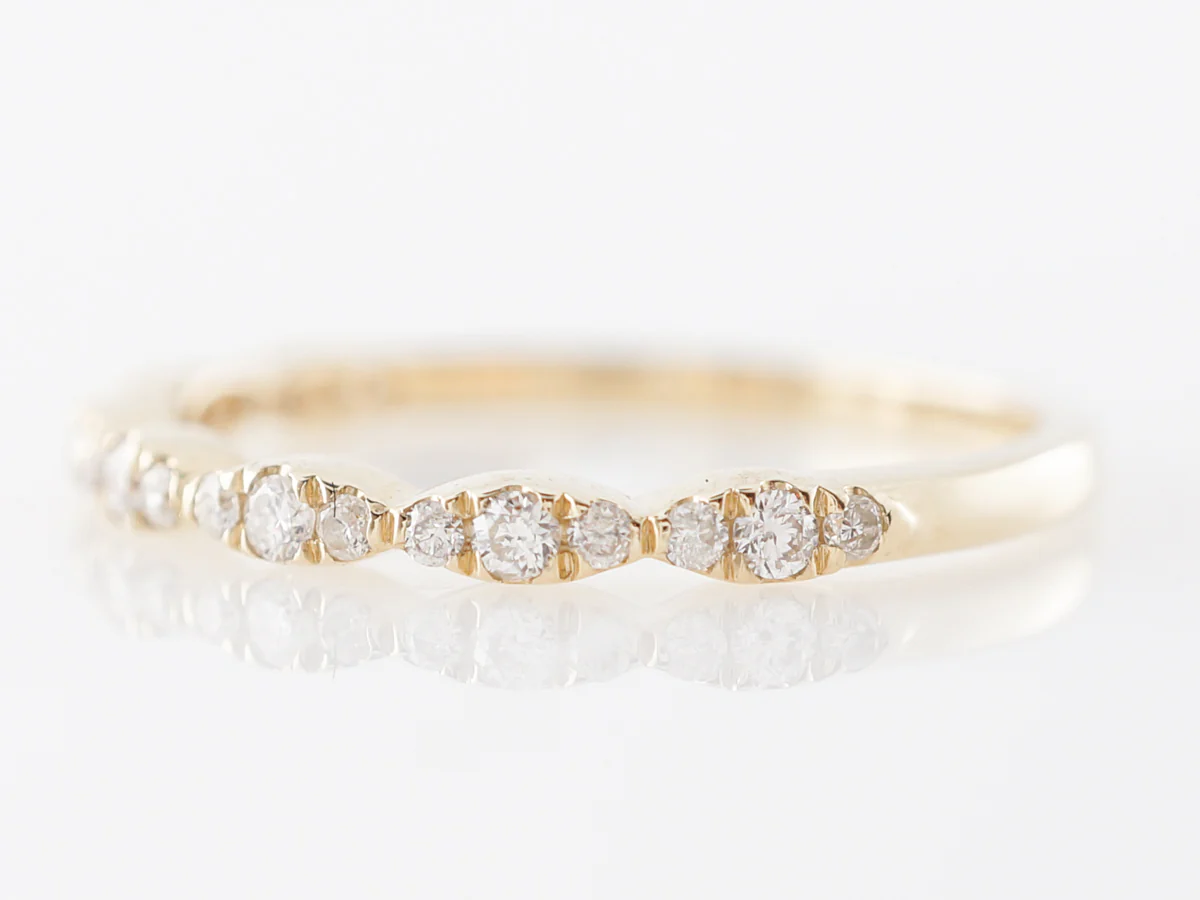 Diamond Cluster Wedding Band in 14k Yellow Gold - Image 2