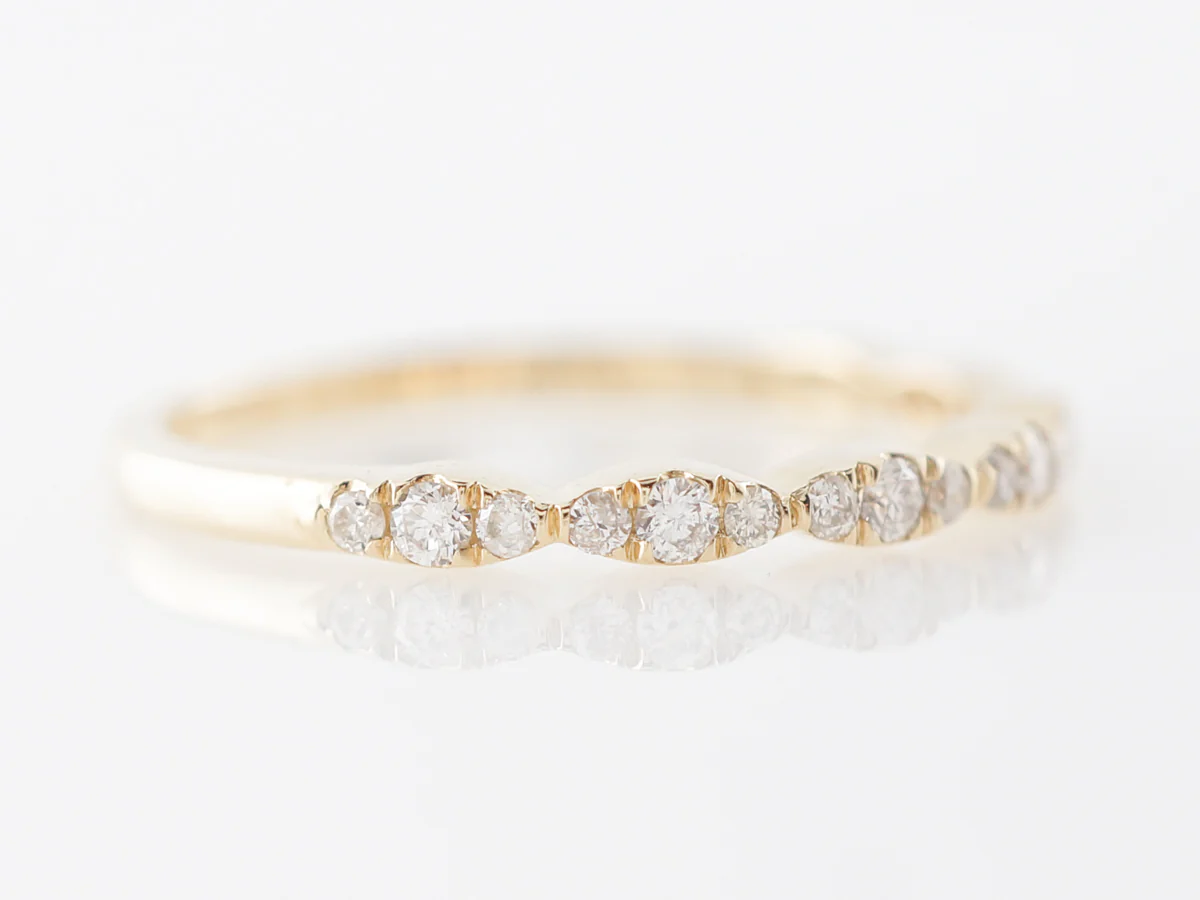 Diamond Cluster Wedding Band in 14k Yellow Gold - Image 3