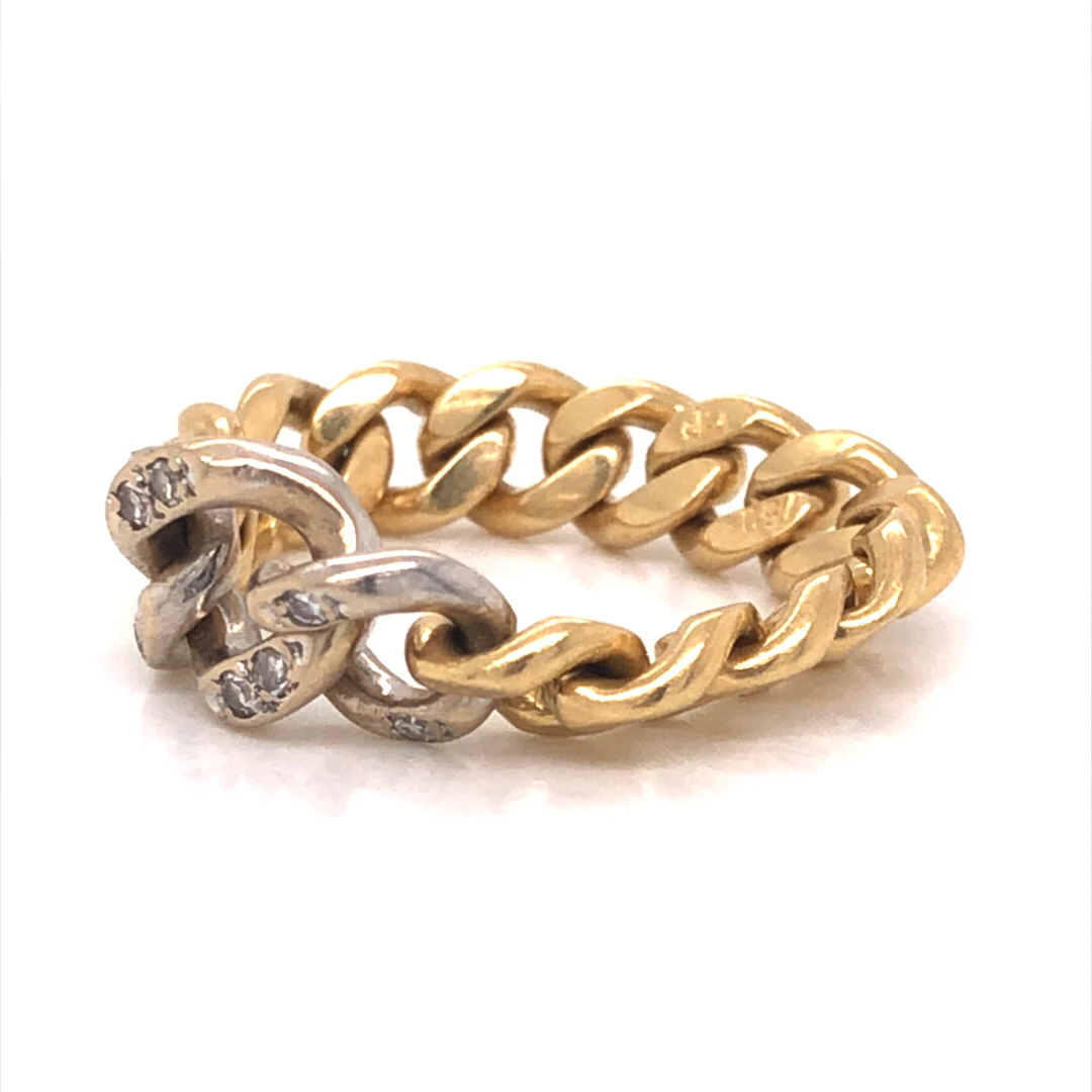Diamond Cuban Link Ring in 14k Yellow Gold - Image 2