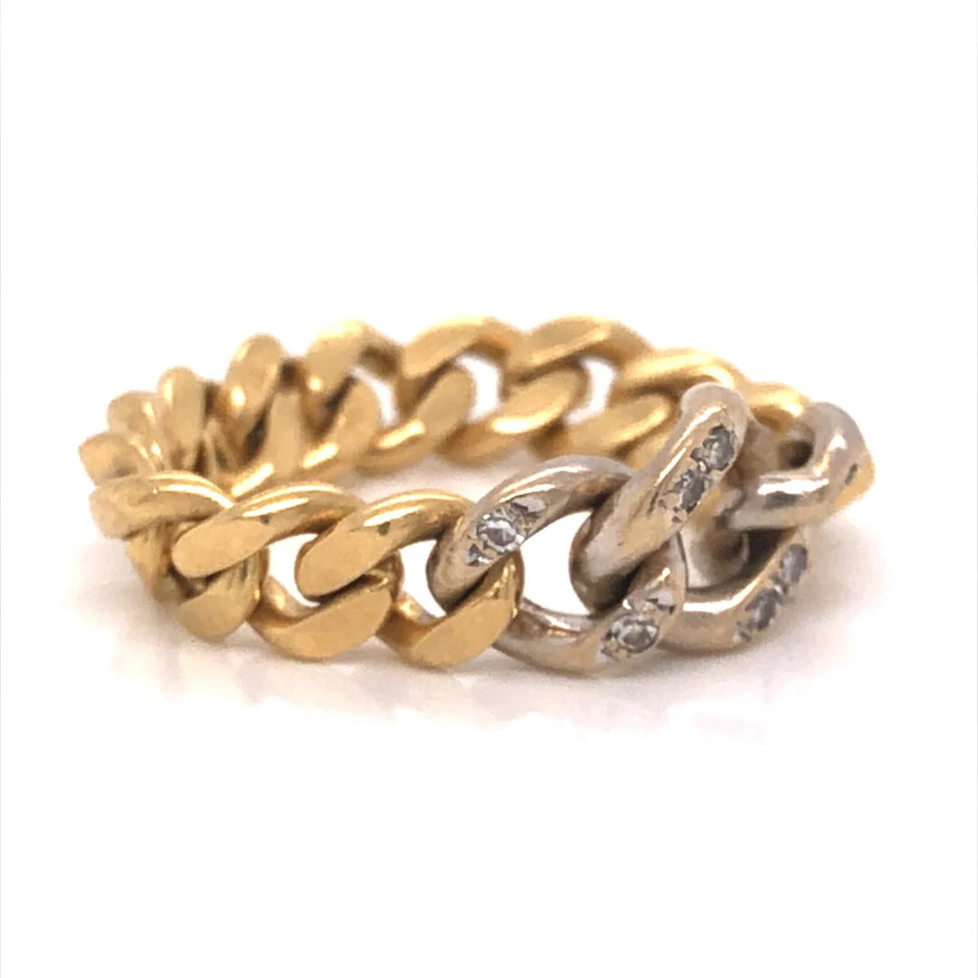 Diamond Cuban Link Ring in 14k Yellow Gold - Image 3