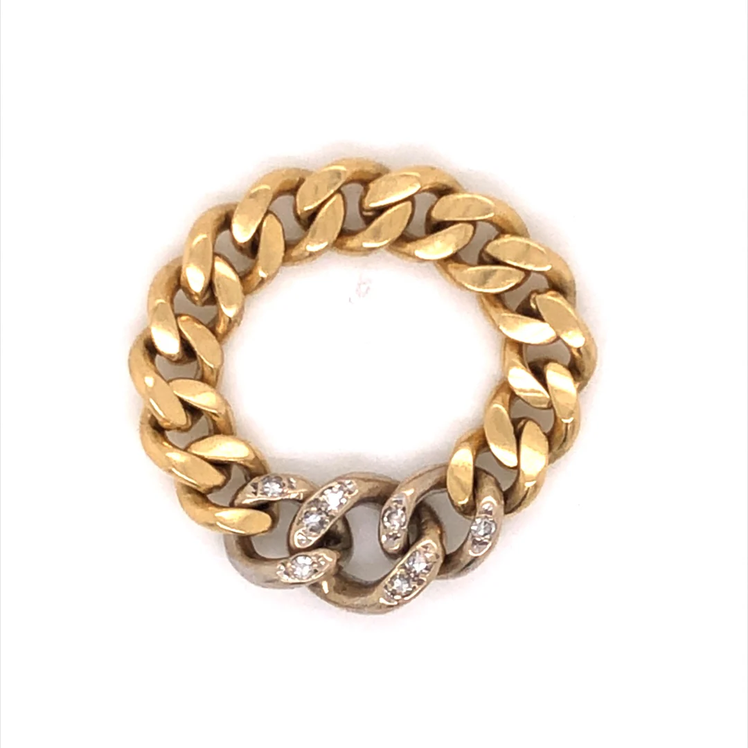 Diamond Cuban Link Ring in 14k Yellow Gold - Image 4