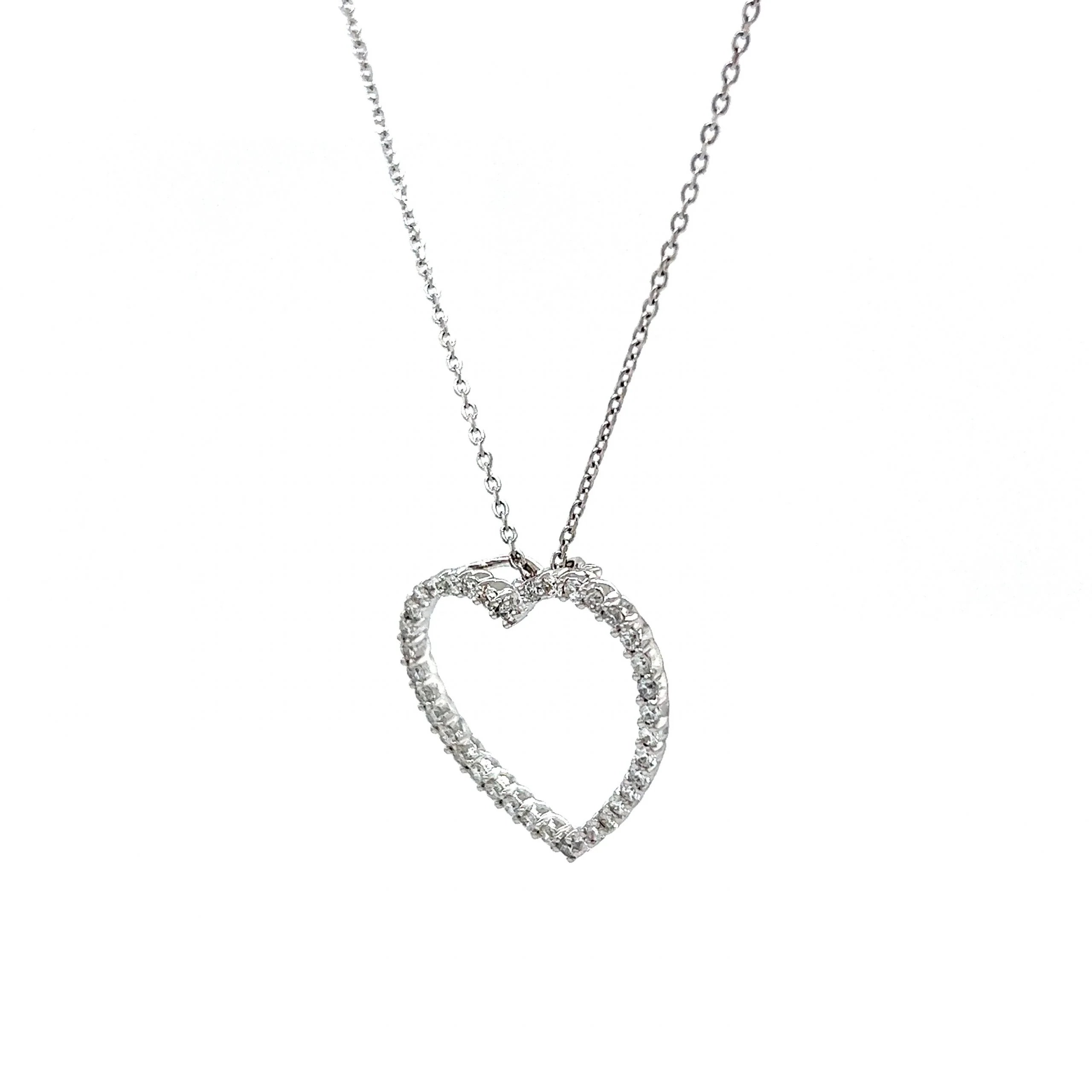 Diamond Cut-Out Heart Pendant Necklace in 14k White Gold - Image 3