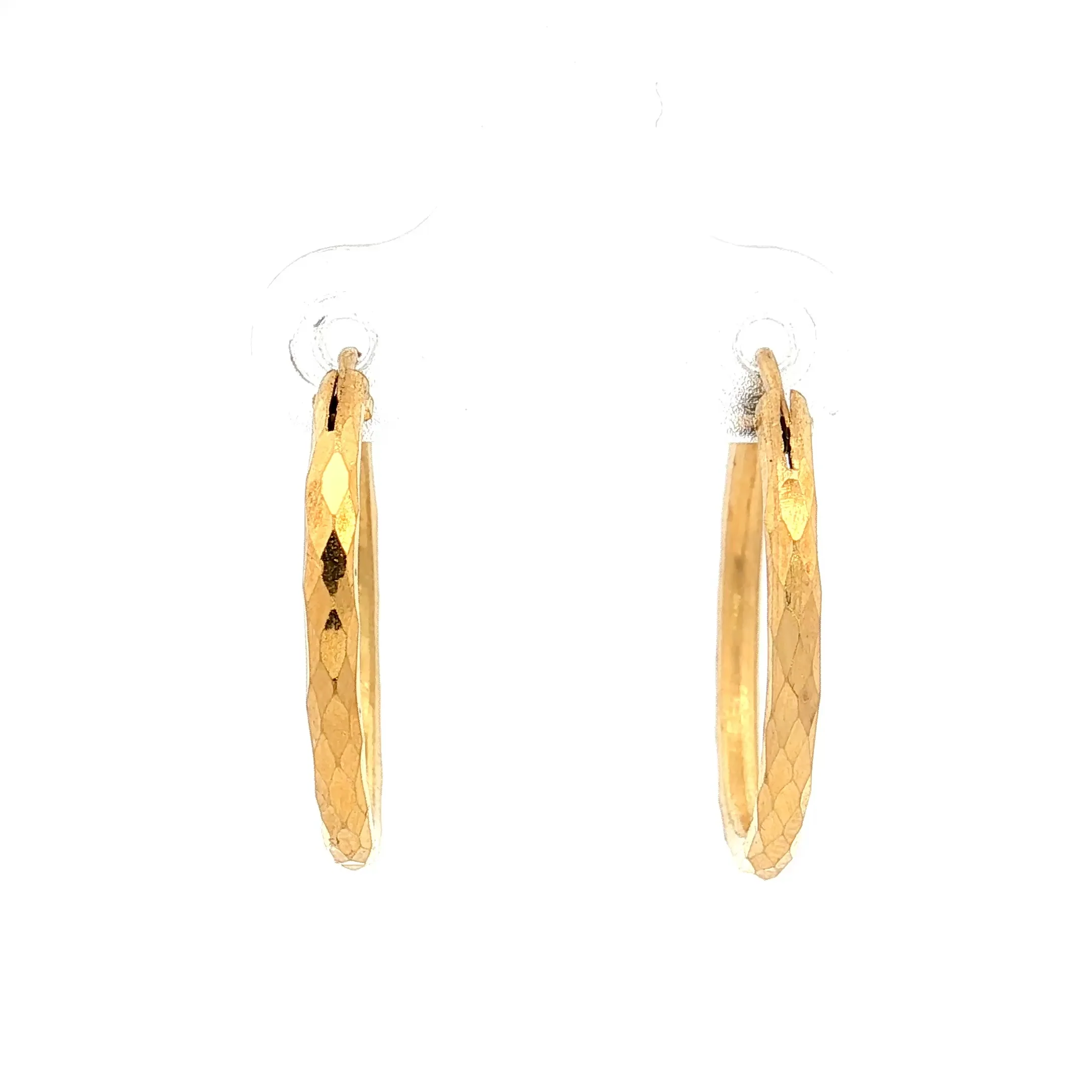 Diamond Cut Pattern Hoop Earrings 18k Yellow Gold