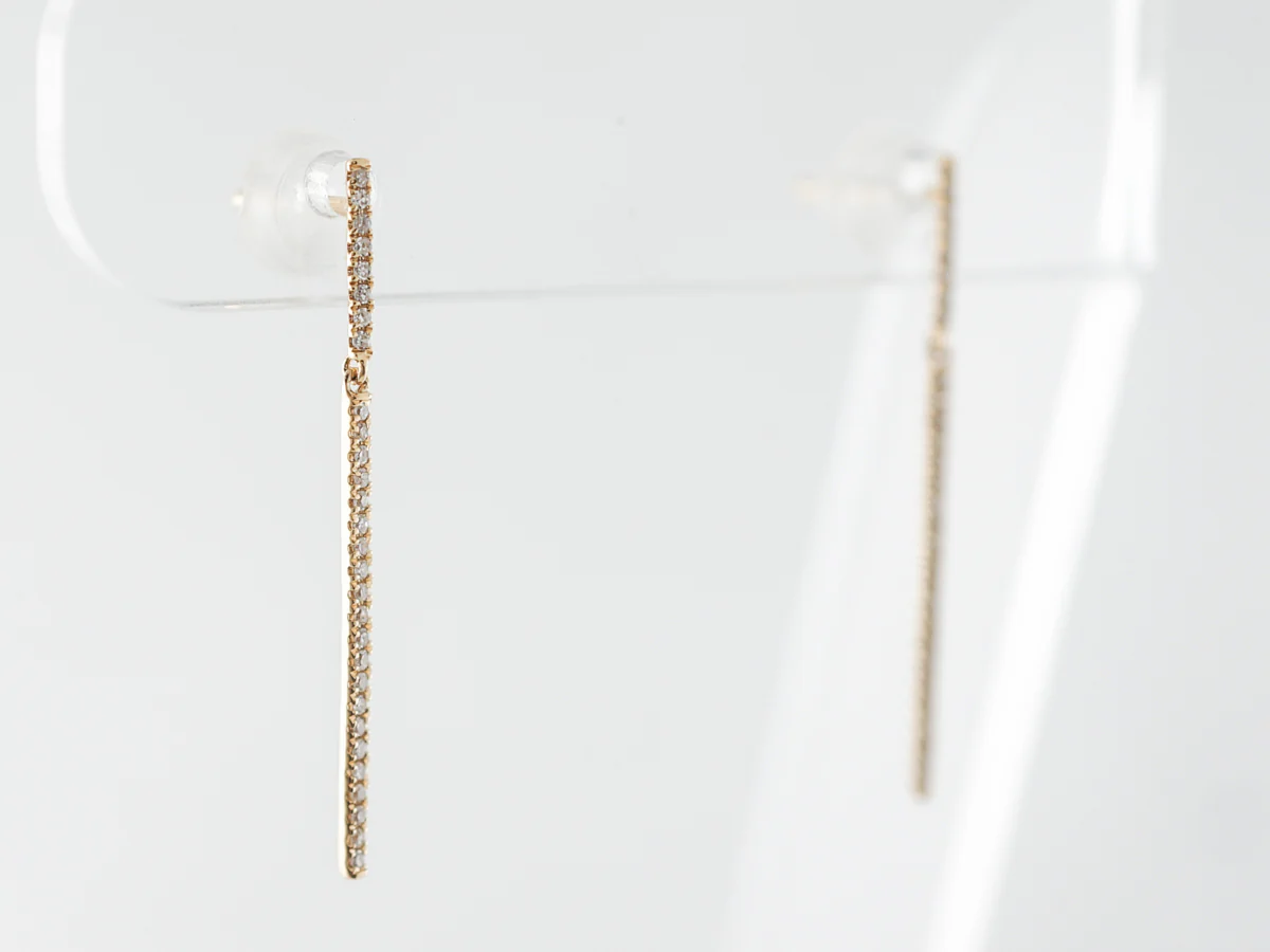 Diamond Dangle Earrings in 18k Yellow Gold - Image 2