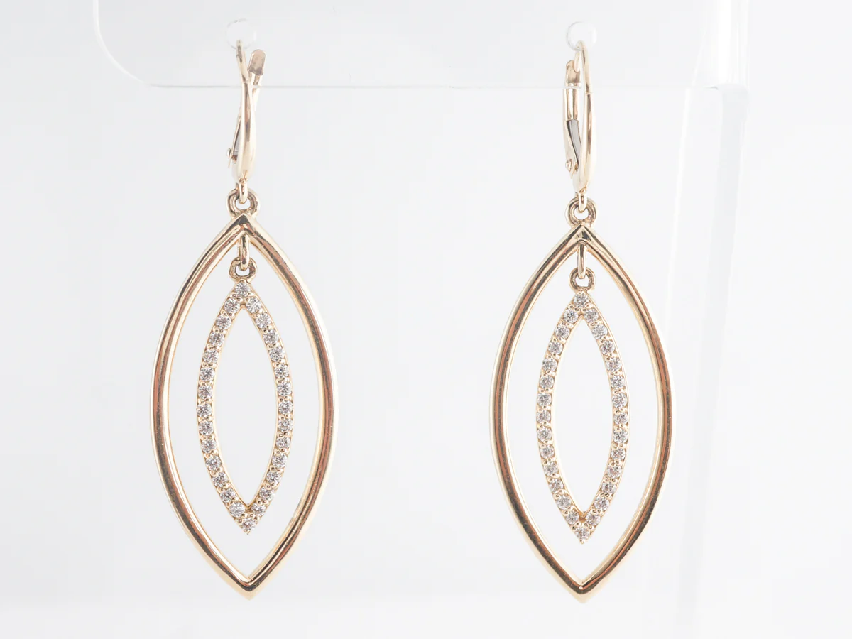 Diamond Drop Earrings in 14k Yellow Gold