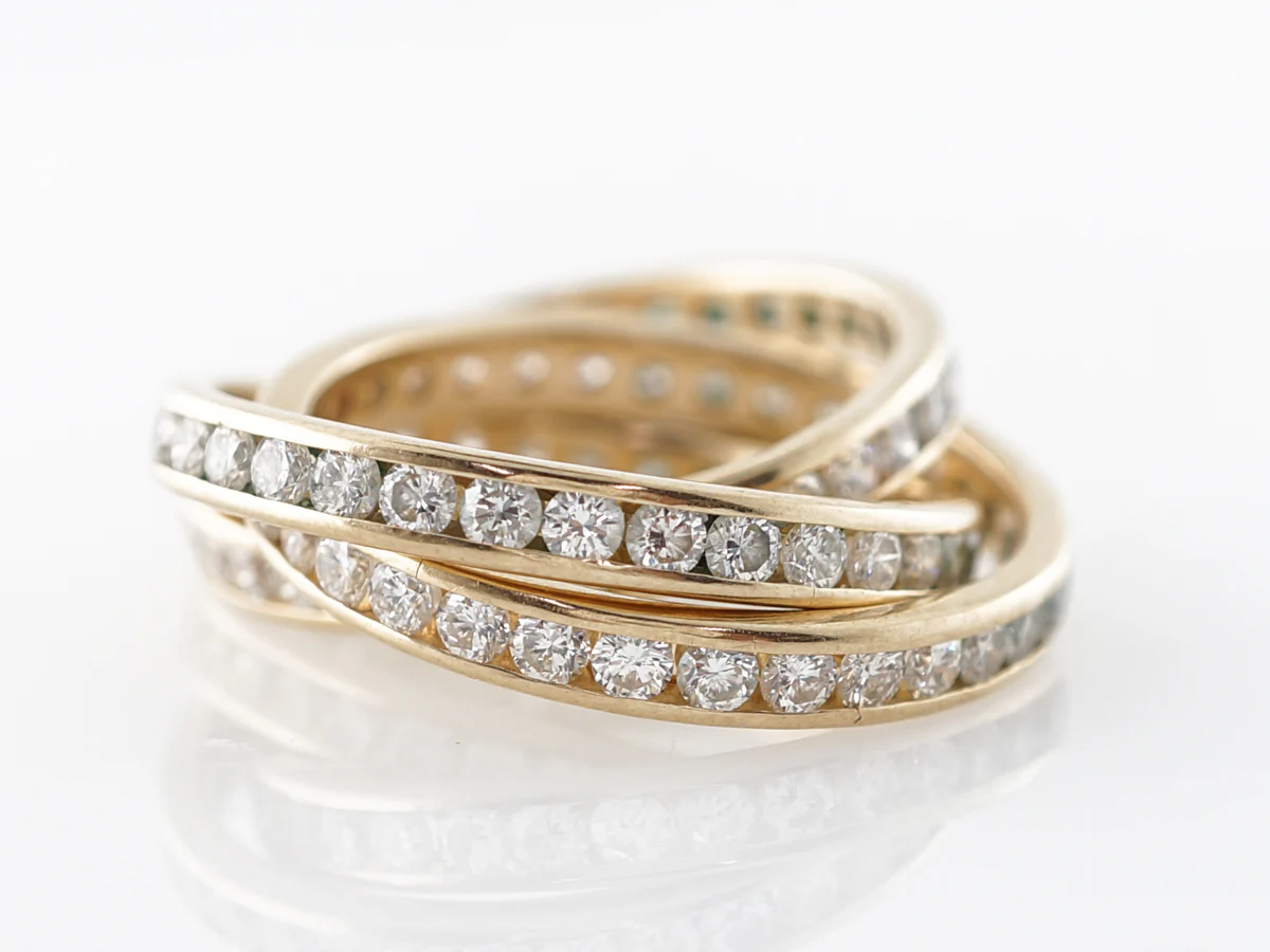 Diamond Eternity Trinity Ring in 14k Yellow Gold - Image 2