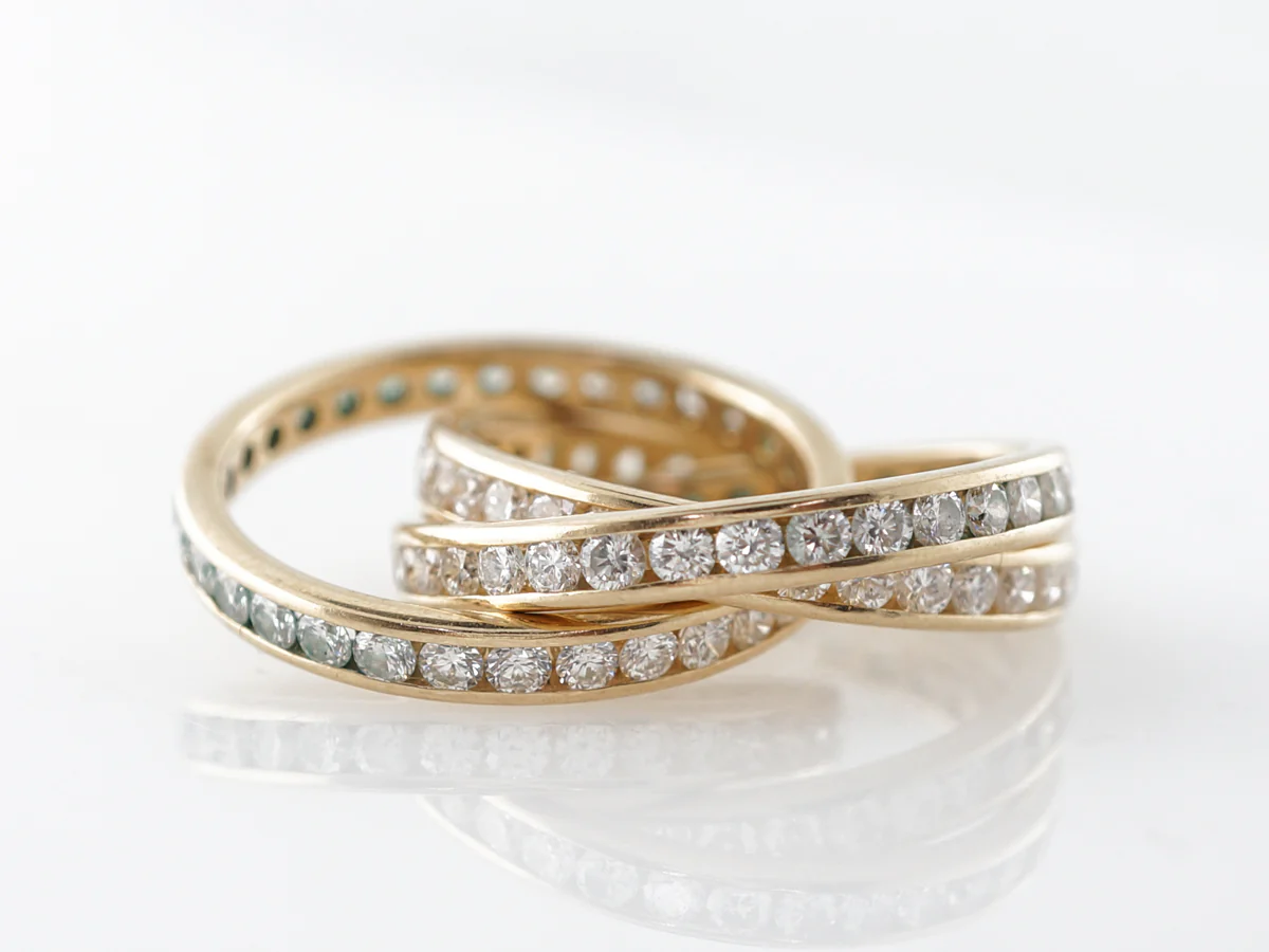 Diamond Eternity Trinity Ring in 14k Yellow Gold - Image 3