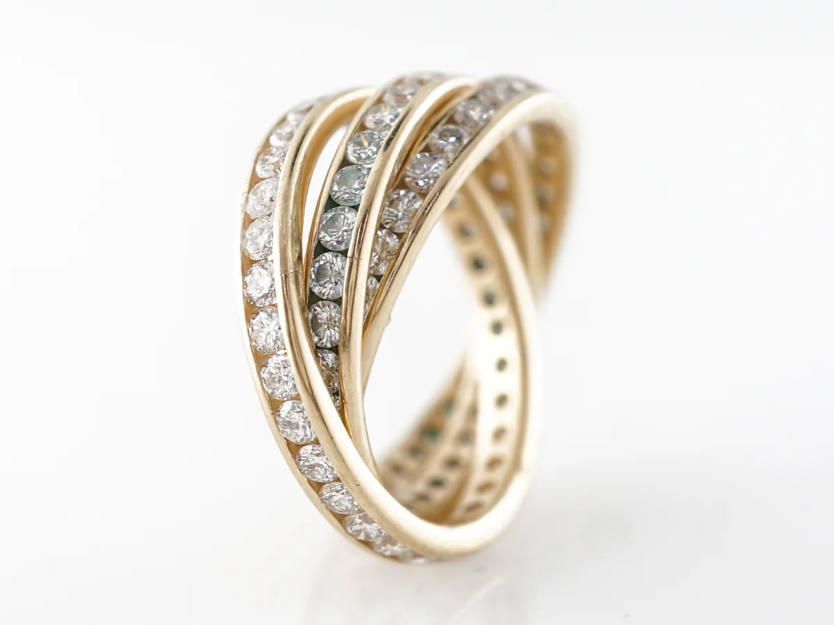 Diamond Eternity Trinity Ring in 14k Yellow Gold - Image 4