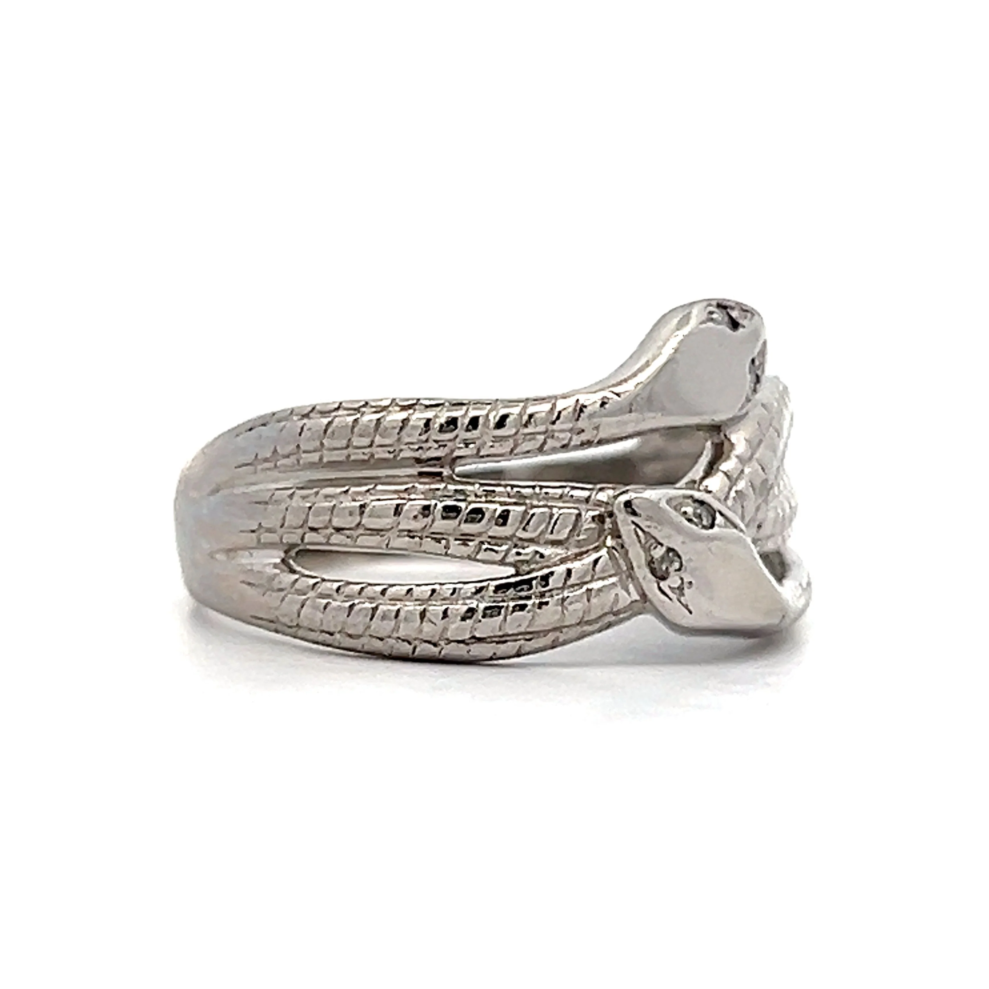 Diamond Eye Double Snake Ring in Platinum - Image 3