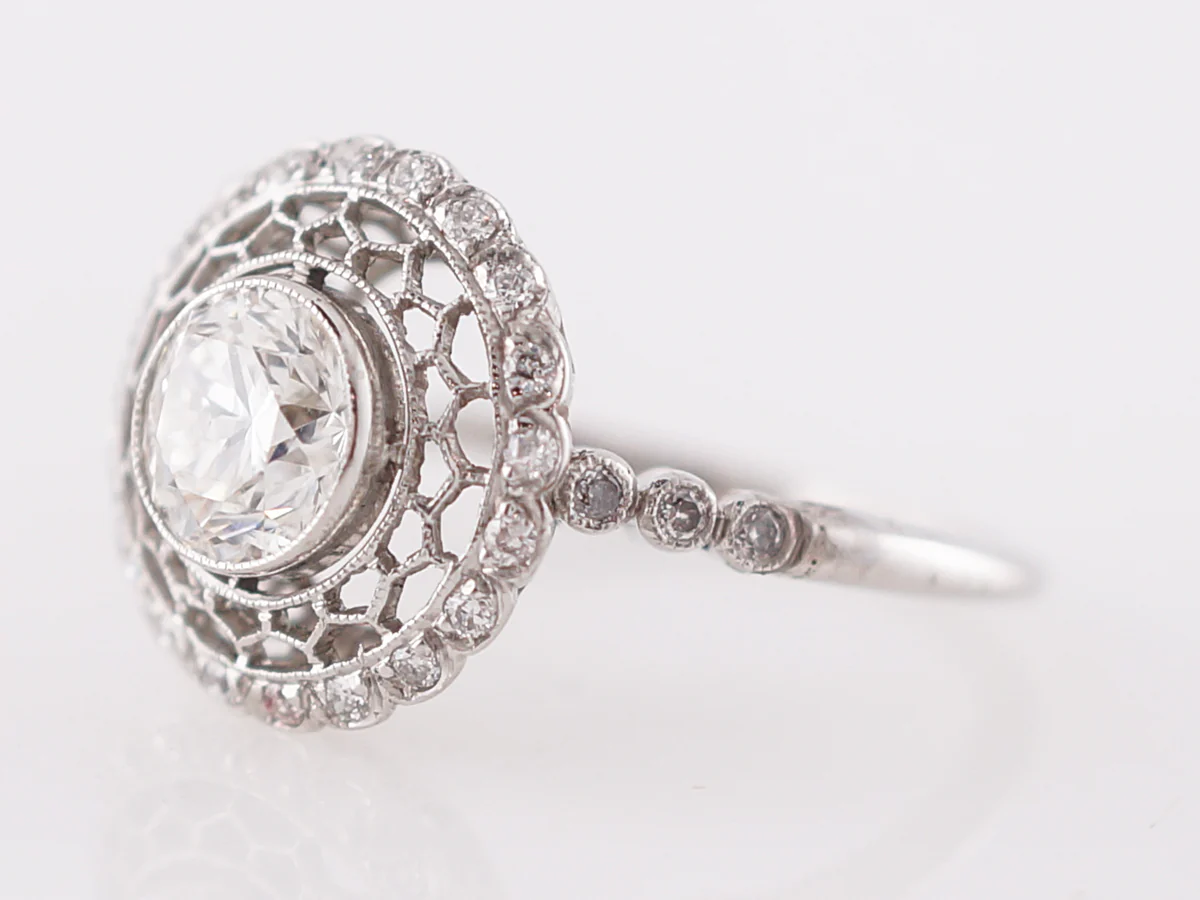 Diamond Filigree Cluster Engagement Ring in Platinum - Image 2