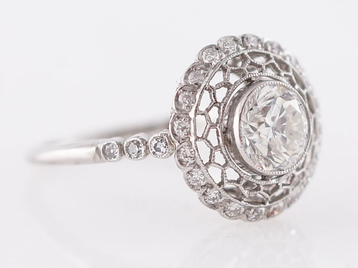 Diamond Filigree Cluster Engagement Ring in Platinum - Image 3