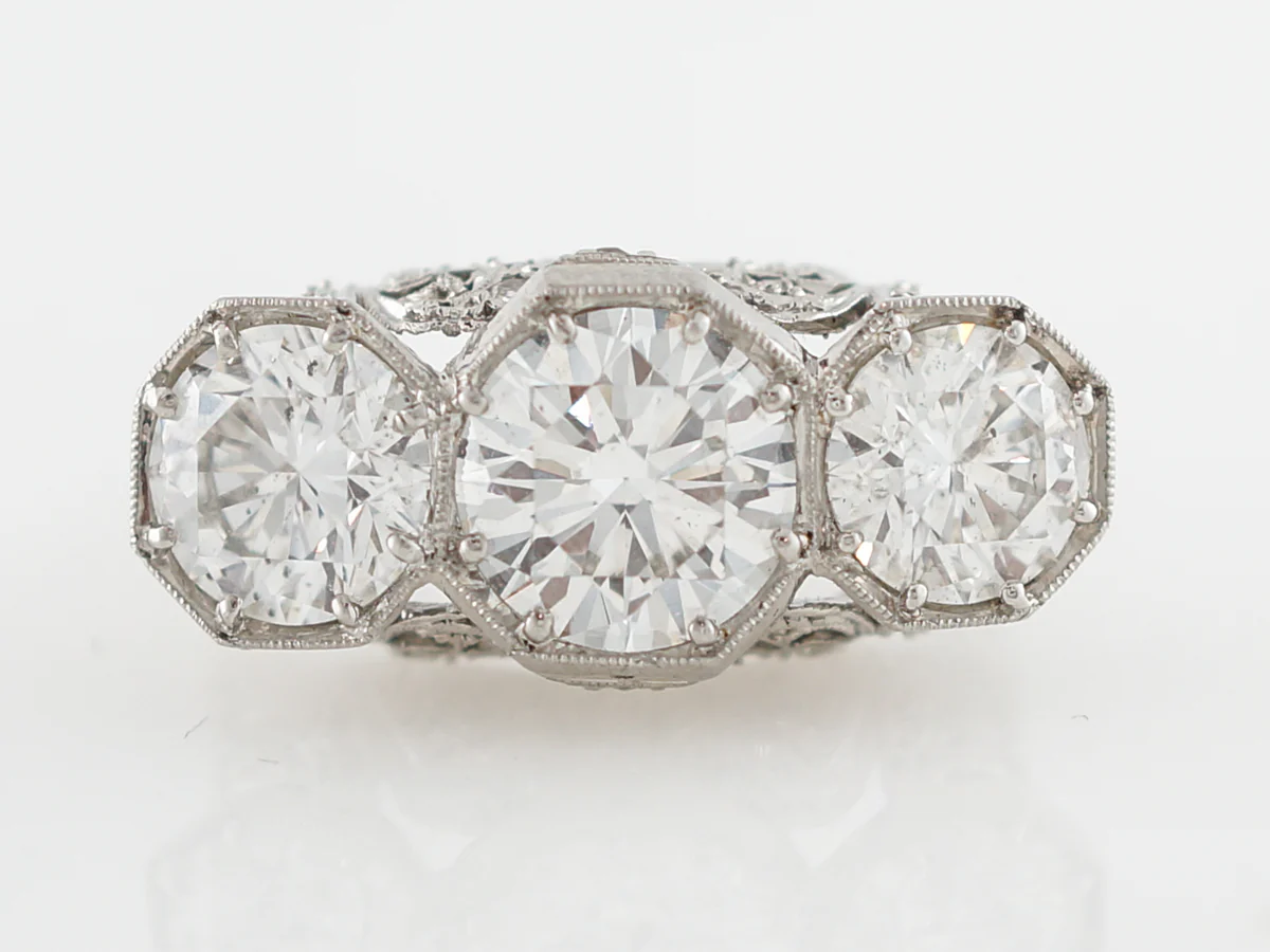 Diamond Filigree Cocktail Ring 4.5 Carats in Platinum