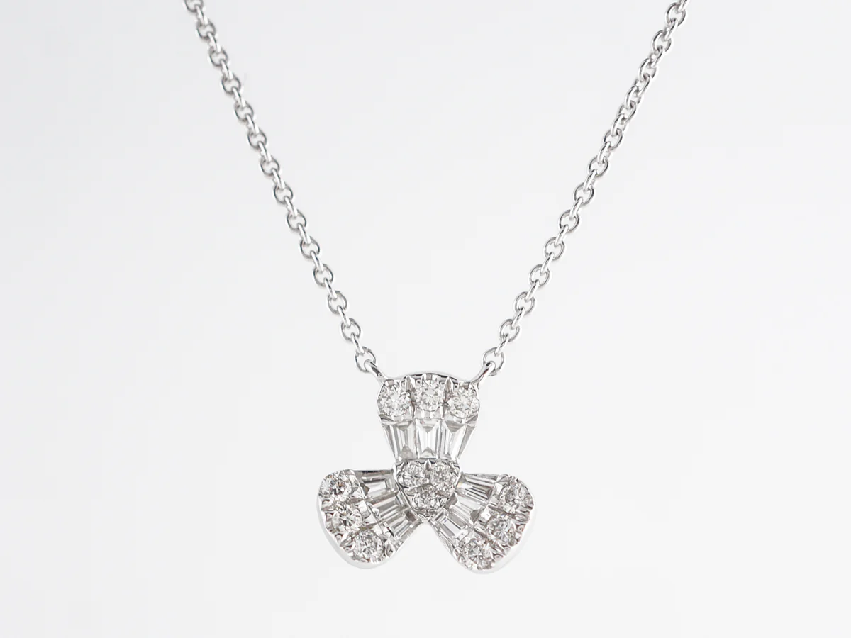 Diamond Flower Pendant Necklace in 18K White Gold - Image 2