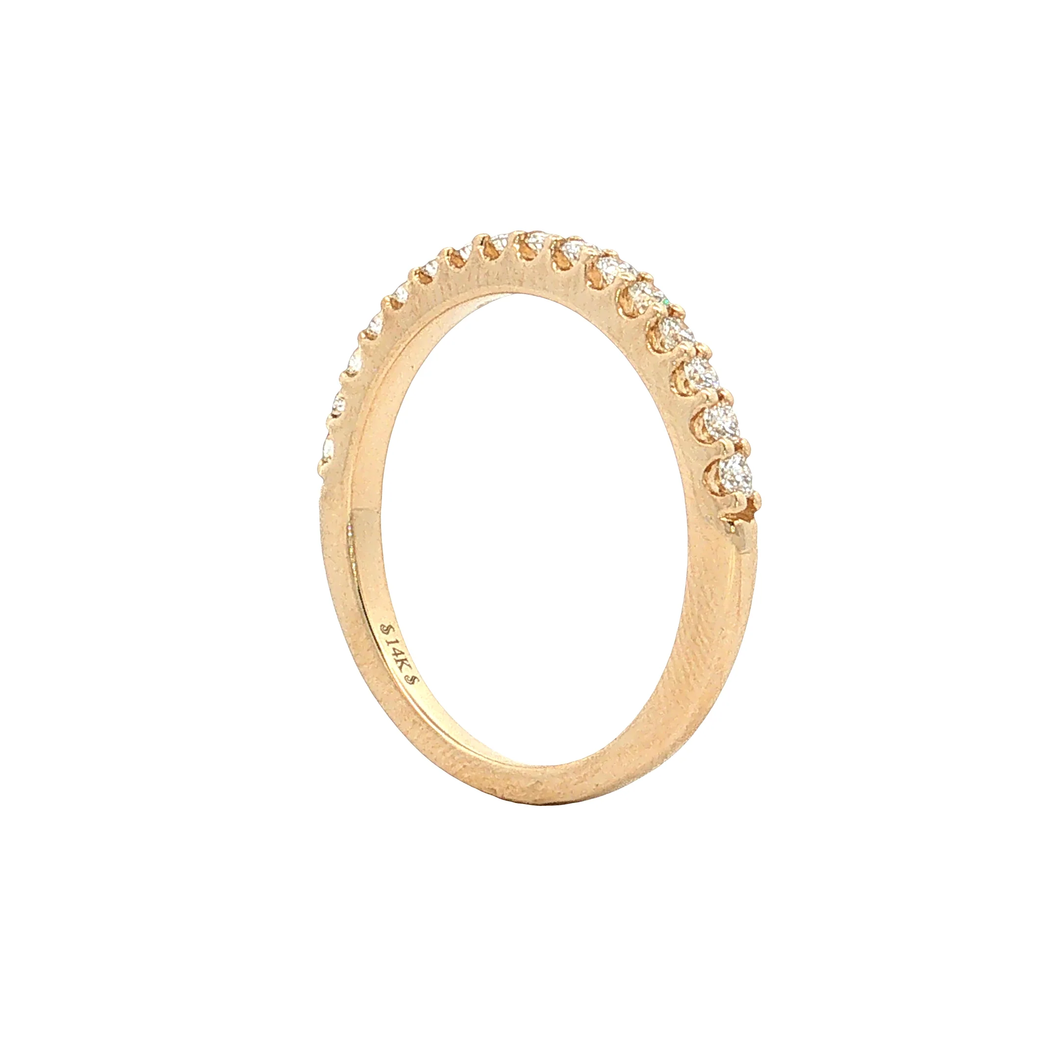 Diamond Half-Eternity Wedding Band 14k Yellow Gold - Image 5
