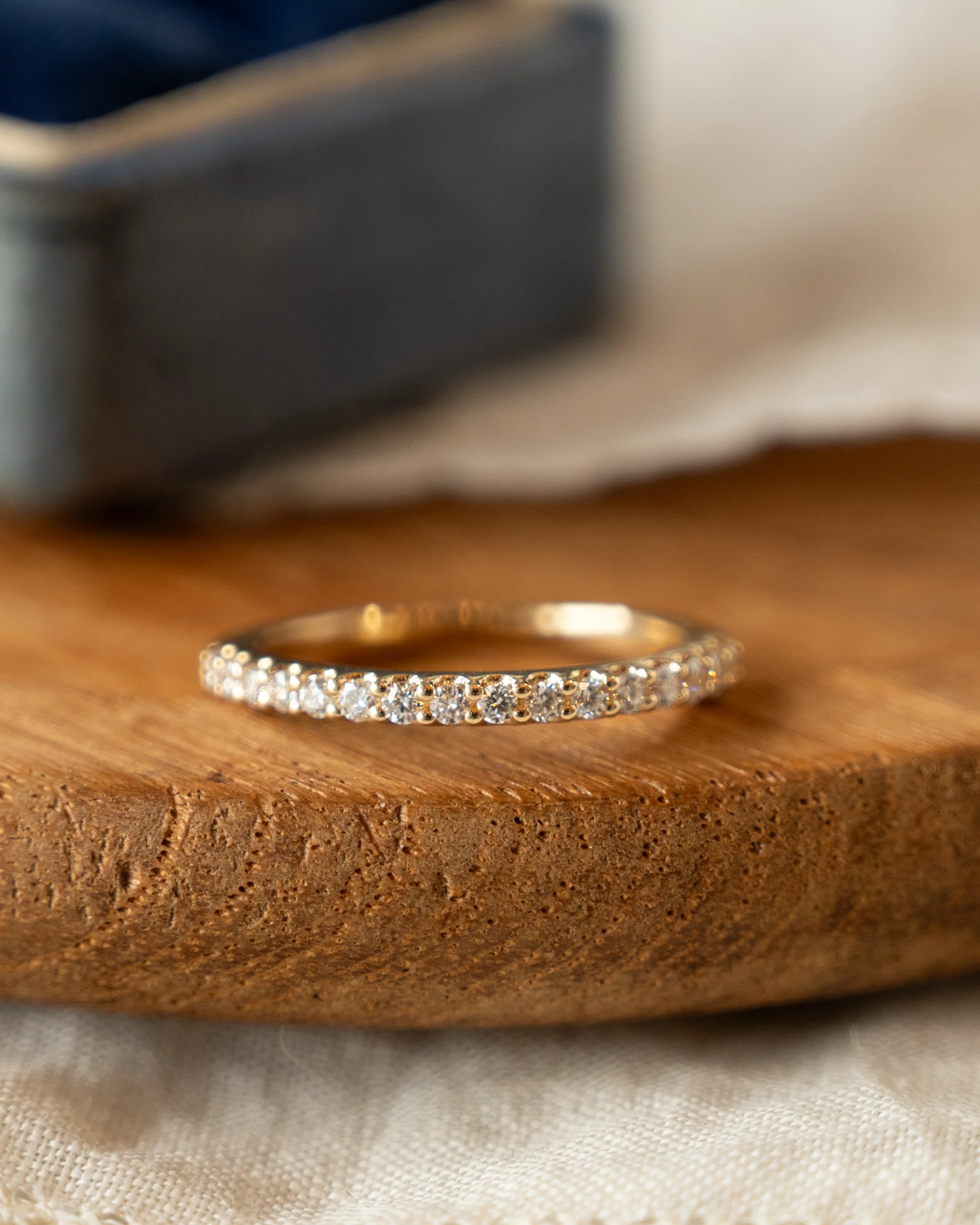 Diamond Half-Eternity Wedding Band 14k Yellow Gold - Image 6