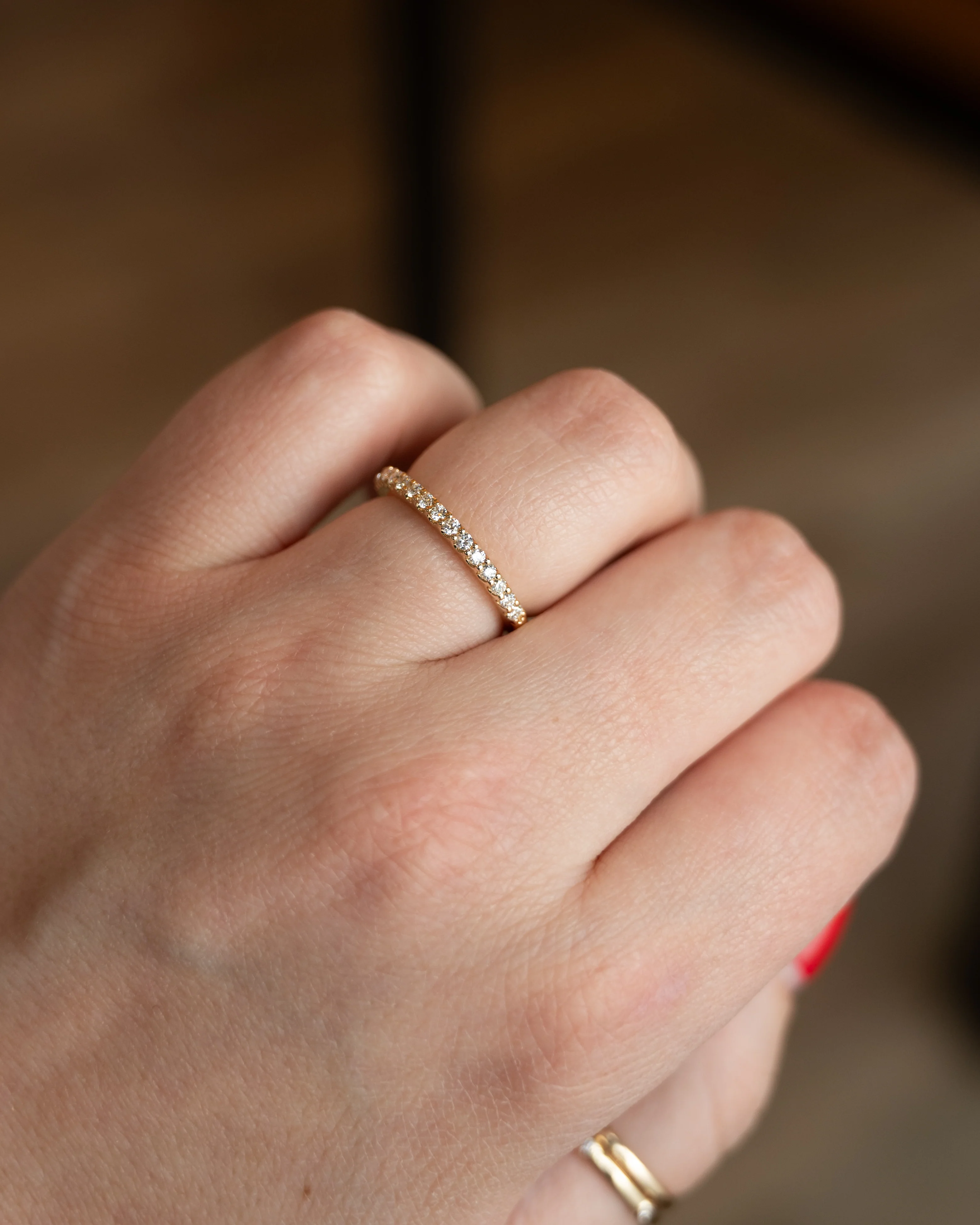 Diamond Half-Eternity Wedding Band 14k Yellow Gold - Image 7