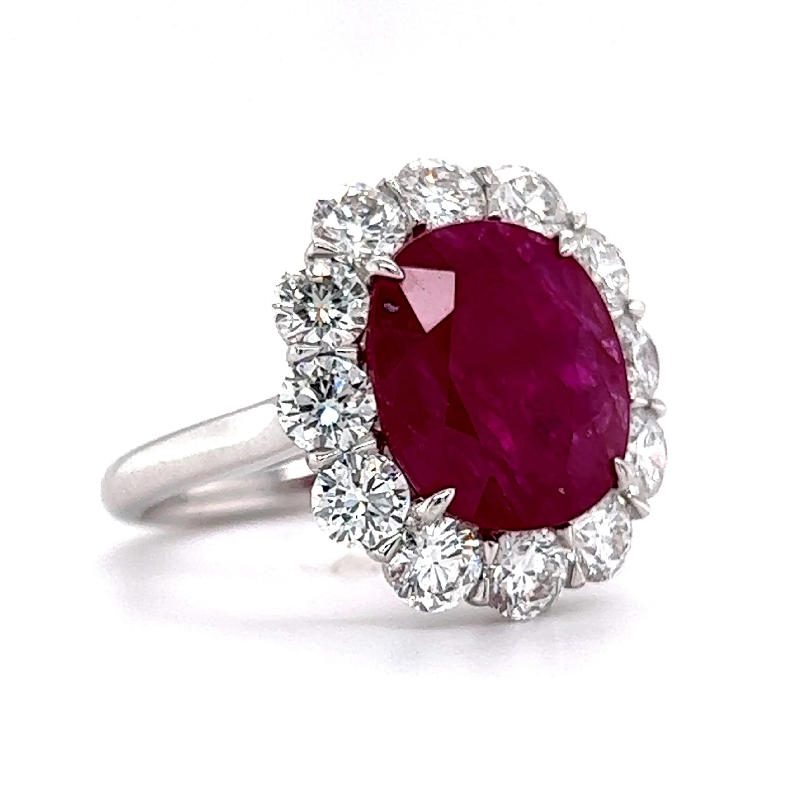 Diamond Halo Ruby Cocktail Ring in Platinum - Image 3