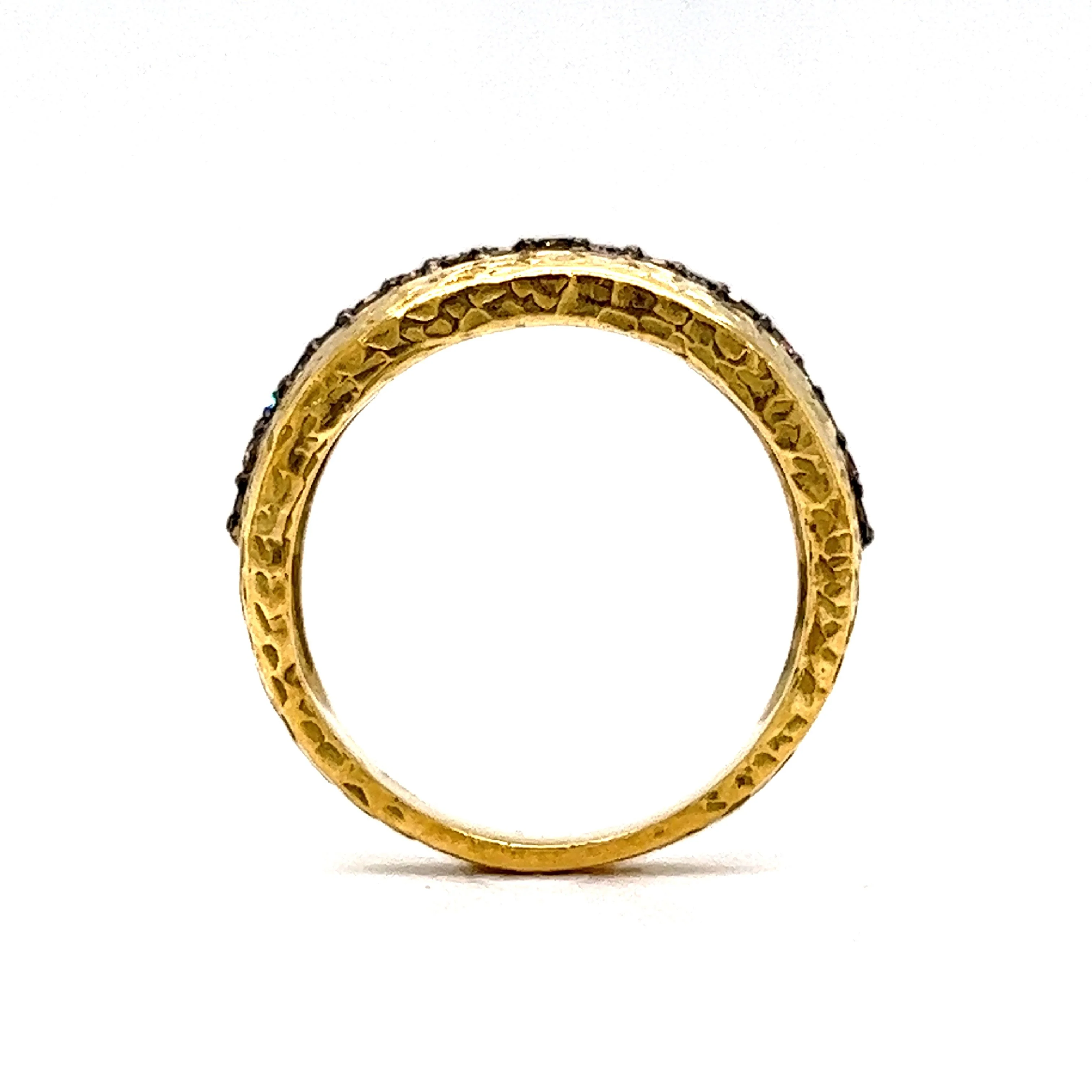 Diamond Hammered Stacking Ring in 18k Yellow Gold - Image 4