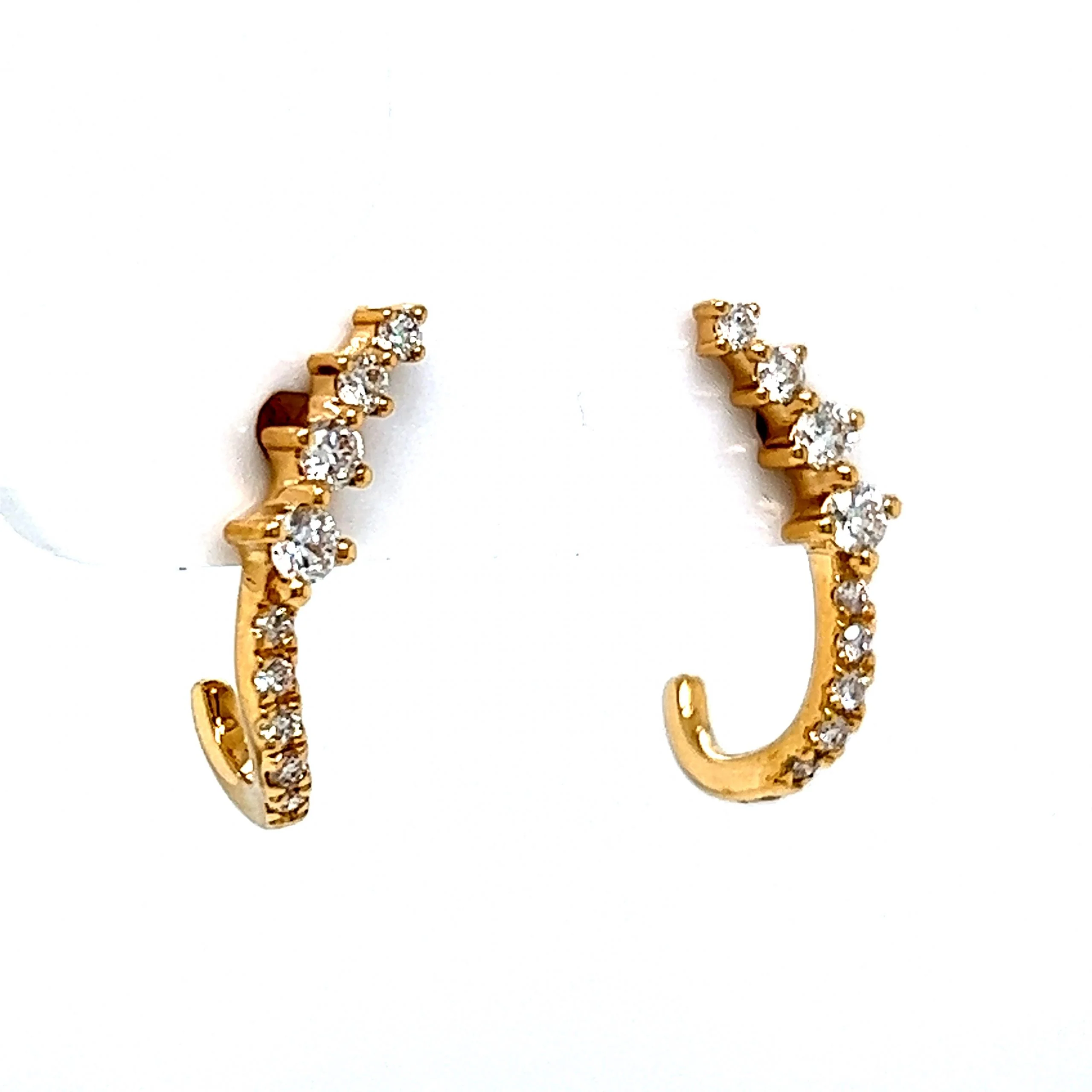 Diamond Hook Stud Earrings in 18k Yellow Gold - Image 3