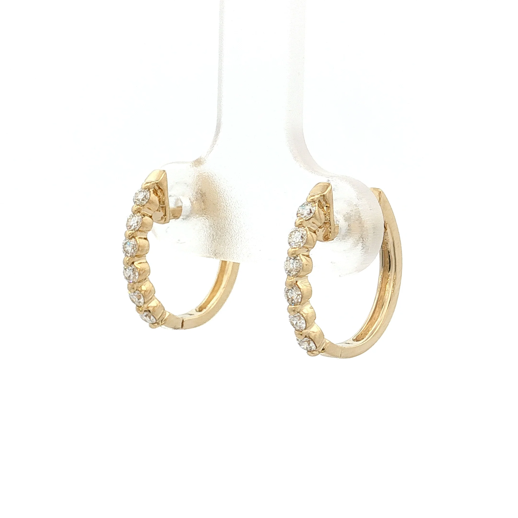 Diamond Hoop Earrings 14k Yellow Gold - Image 2