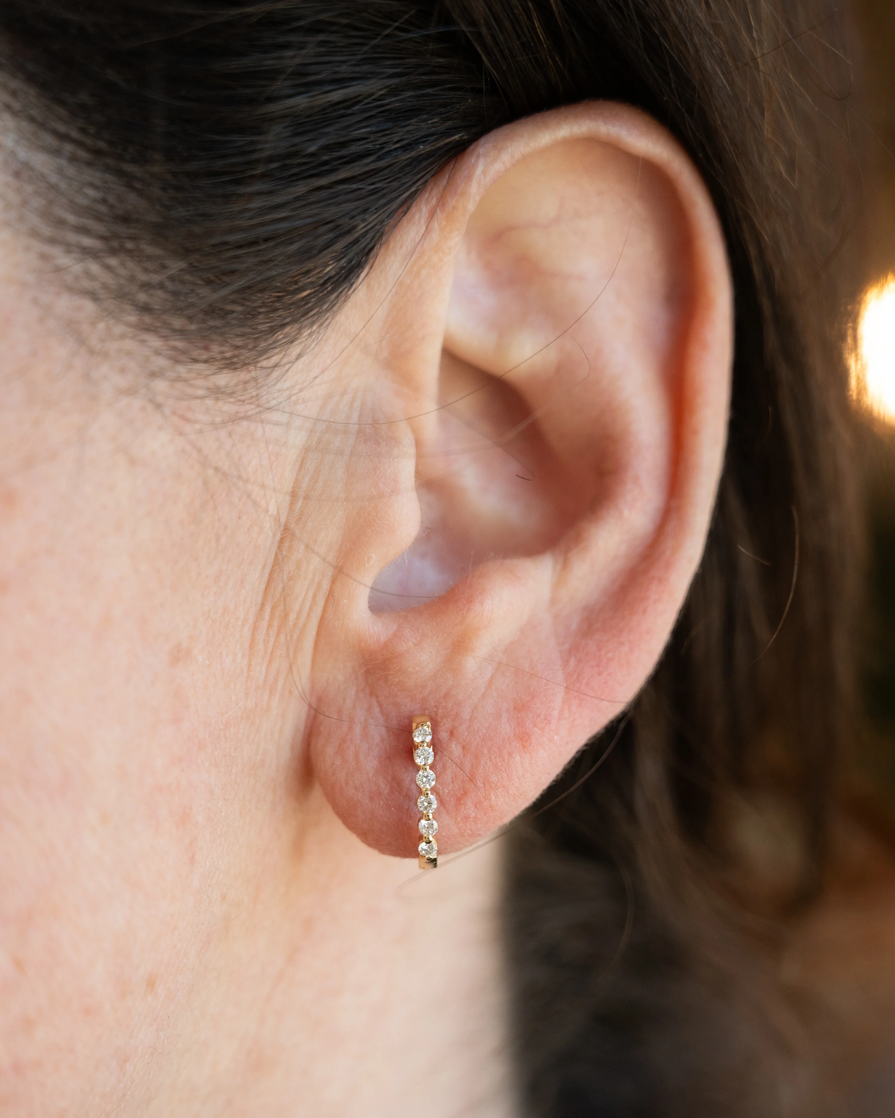 Diamond Hoop Earrings 14k Yellow Gold - Image 5