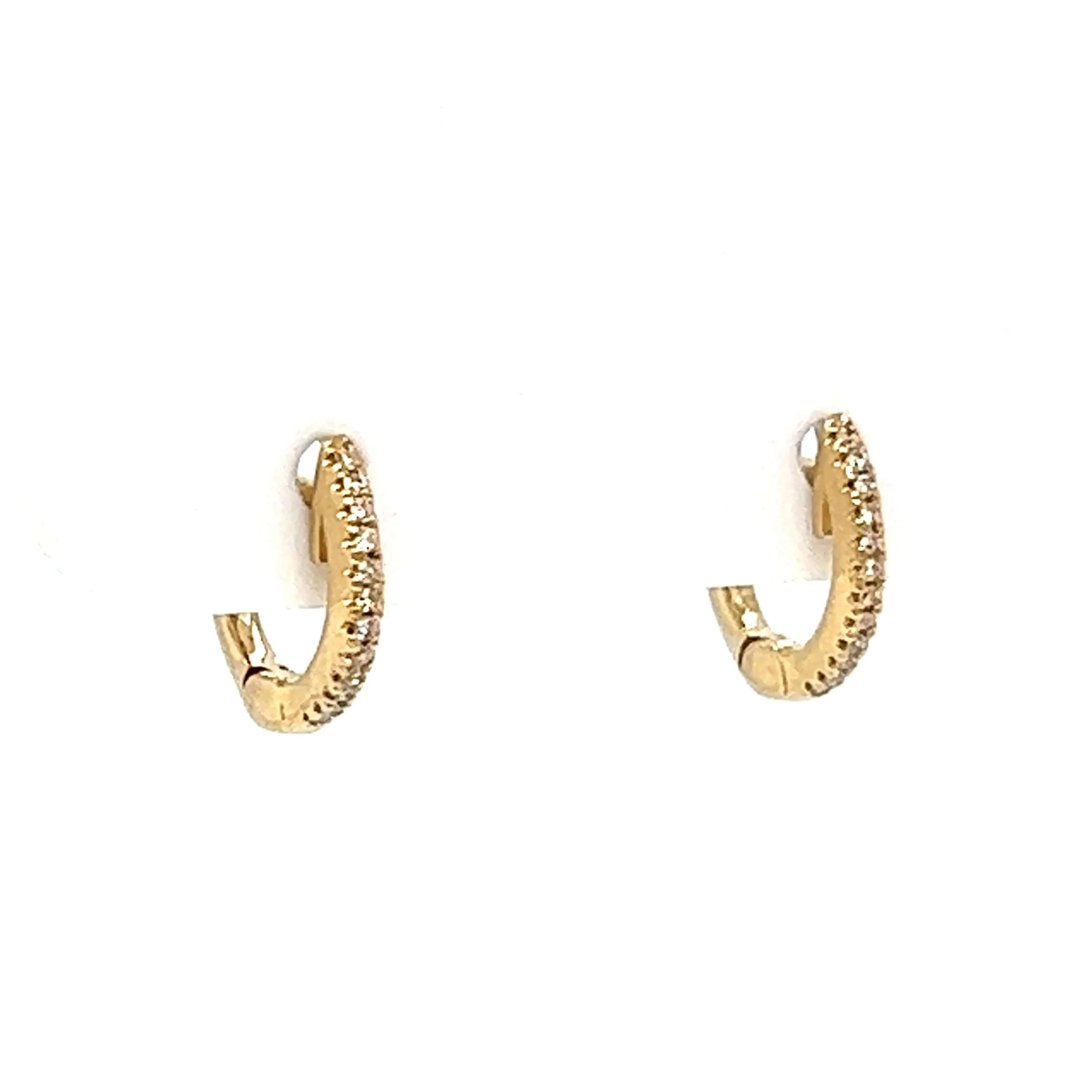 Diamond Huggie Hoop Earrings in 14k Yellow Gold - Image 3