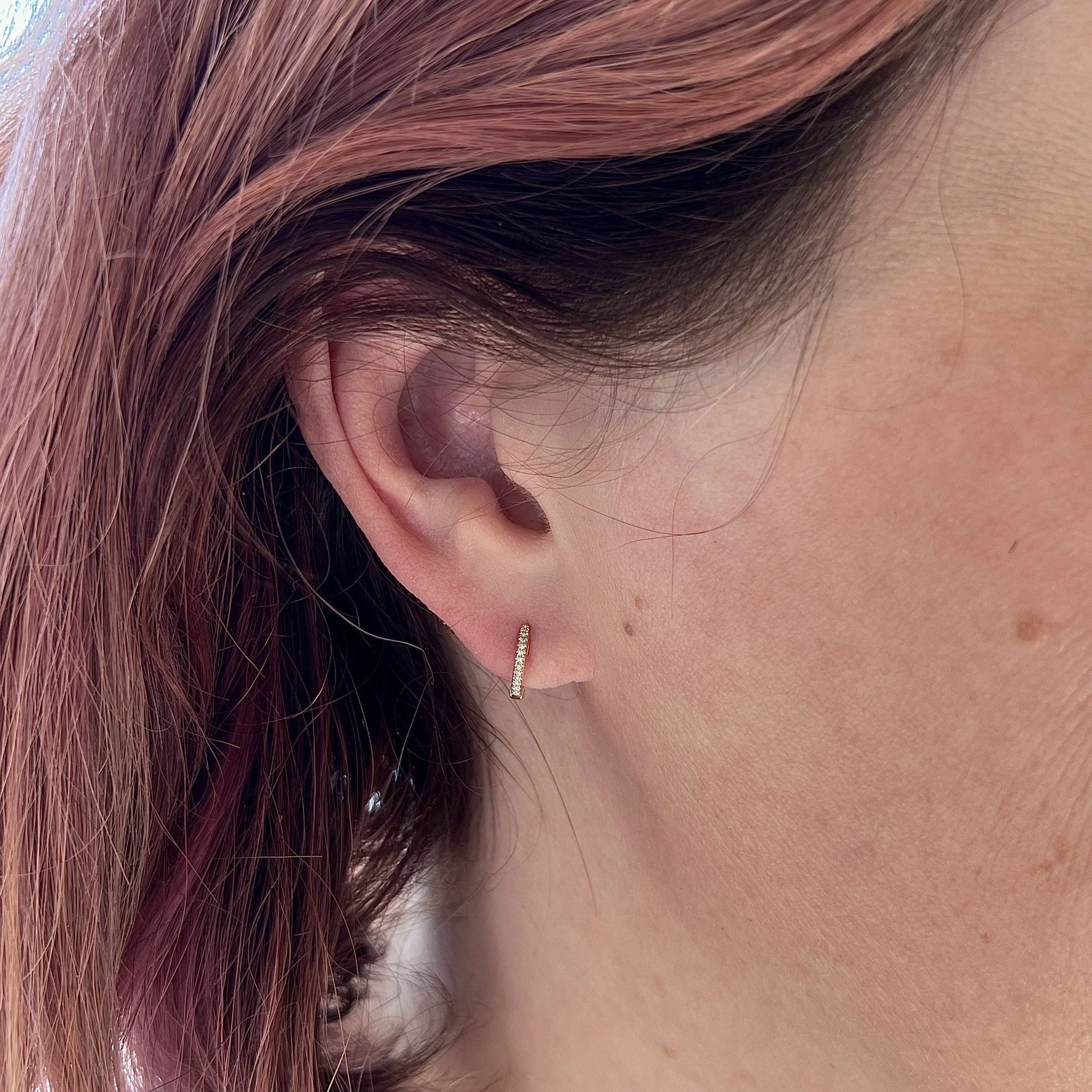 Diamond Huggie Hoop Earrings in 14k Yellow Gold - Image 4