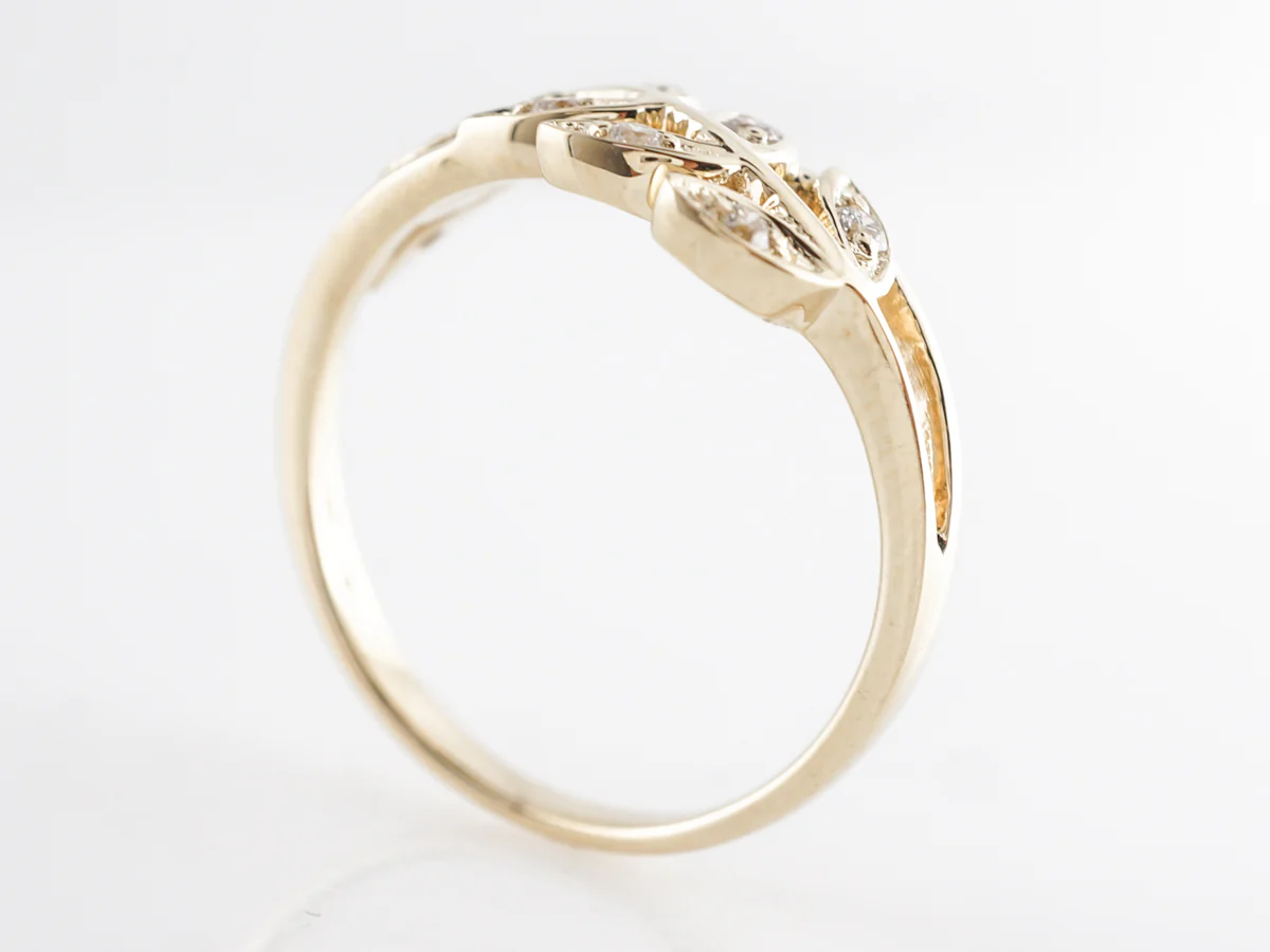Diamond Leaf Cocktail Ring 14k Yellow Gold - Image 5