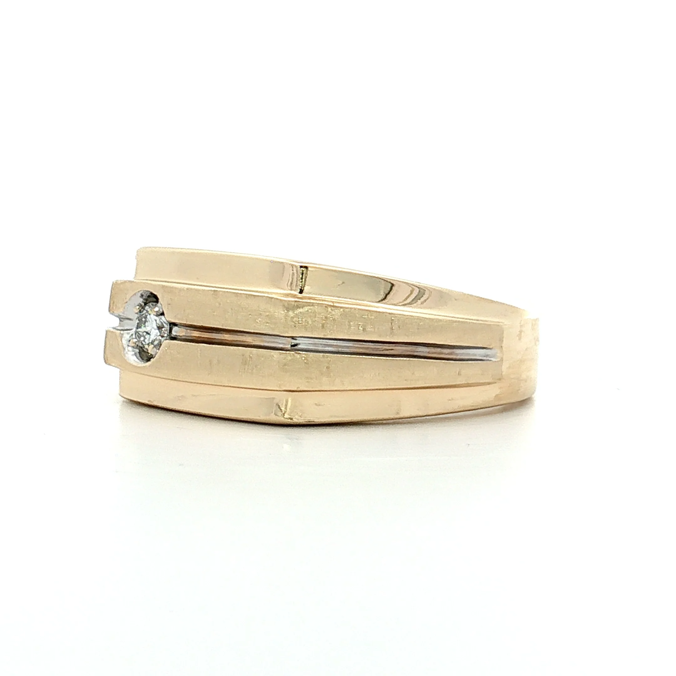 Diamond Men's Ring 10k Yellow Gold - Image 2