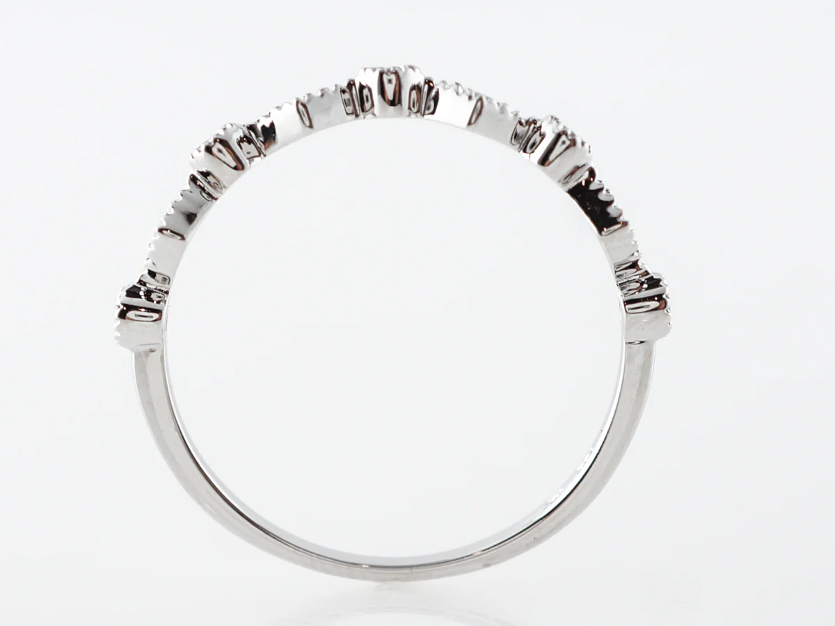 Diamond Milgrain Wedding Band in 14k White Gold - Image 4