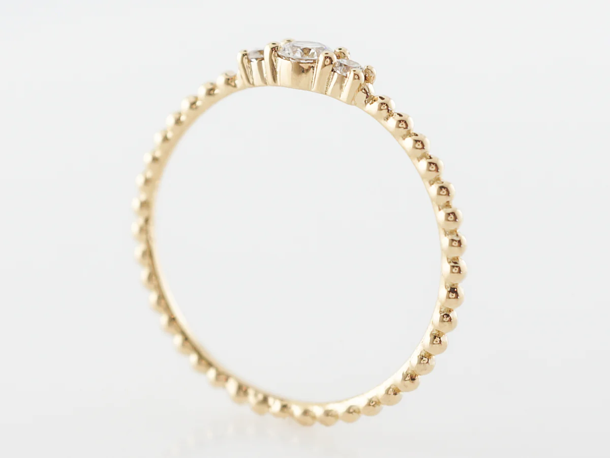 Petit Diamond Ring in Beaded 18k Yellow Gold - Image 5