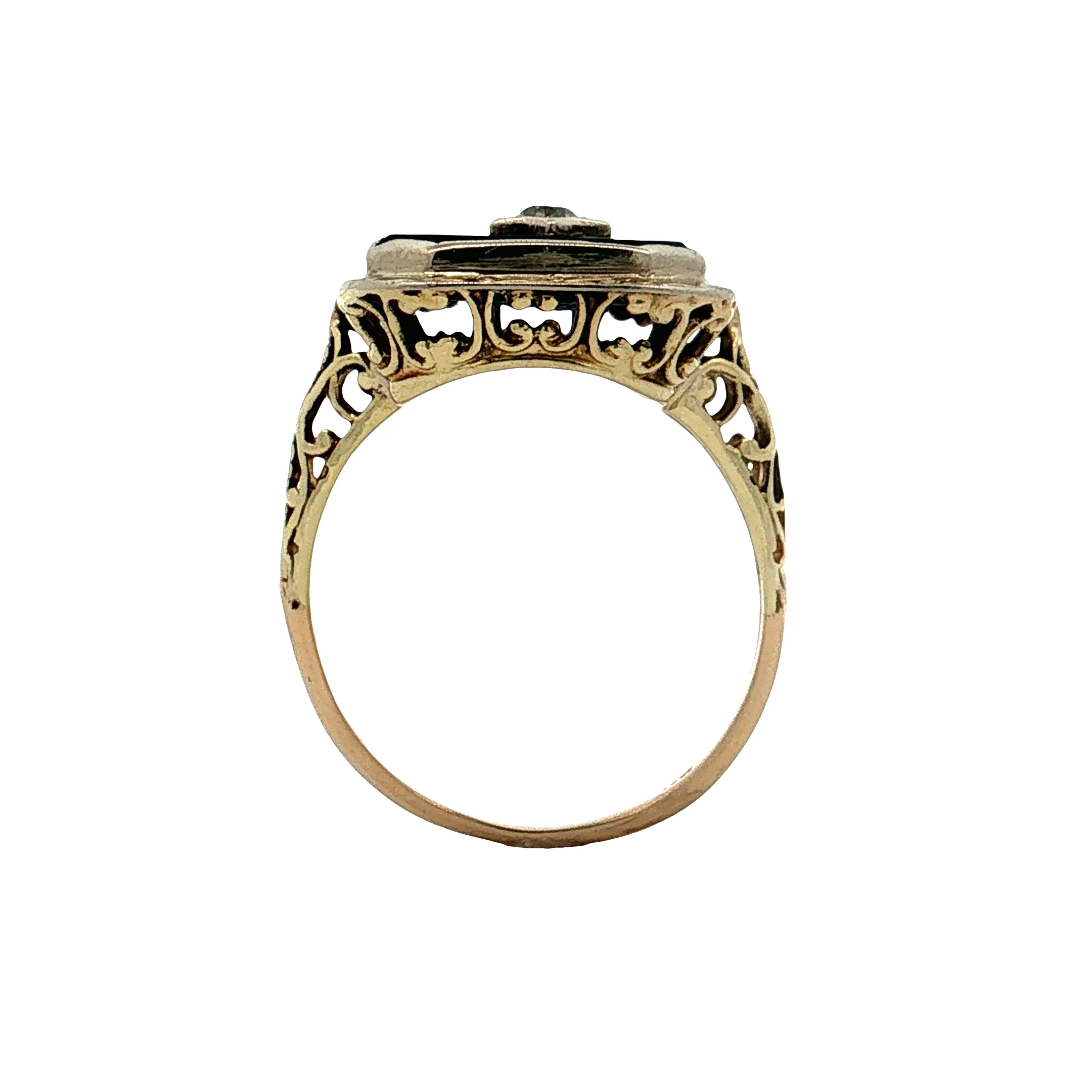 Diamond & Onyx Cocktail Ring 14k Two-Tone - Image 4