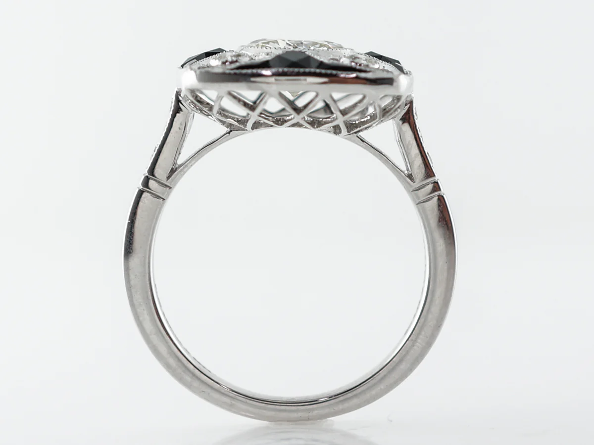 Diamond & Onyx Cocktail Ring in Platinum - Image 5