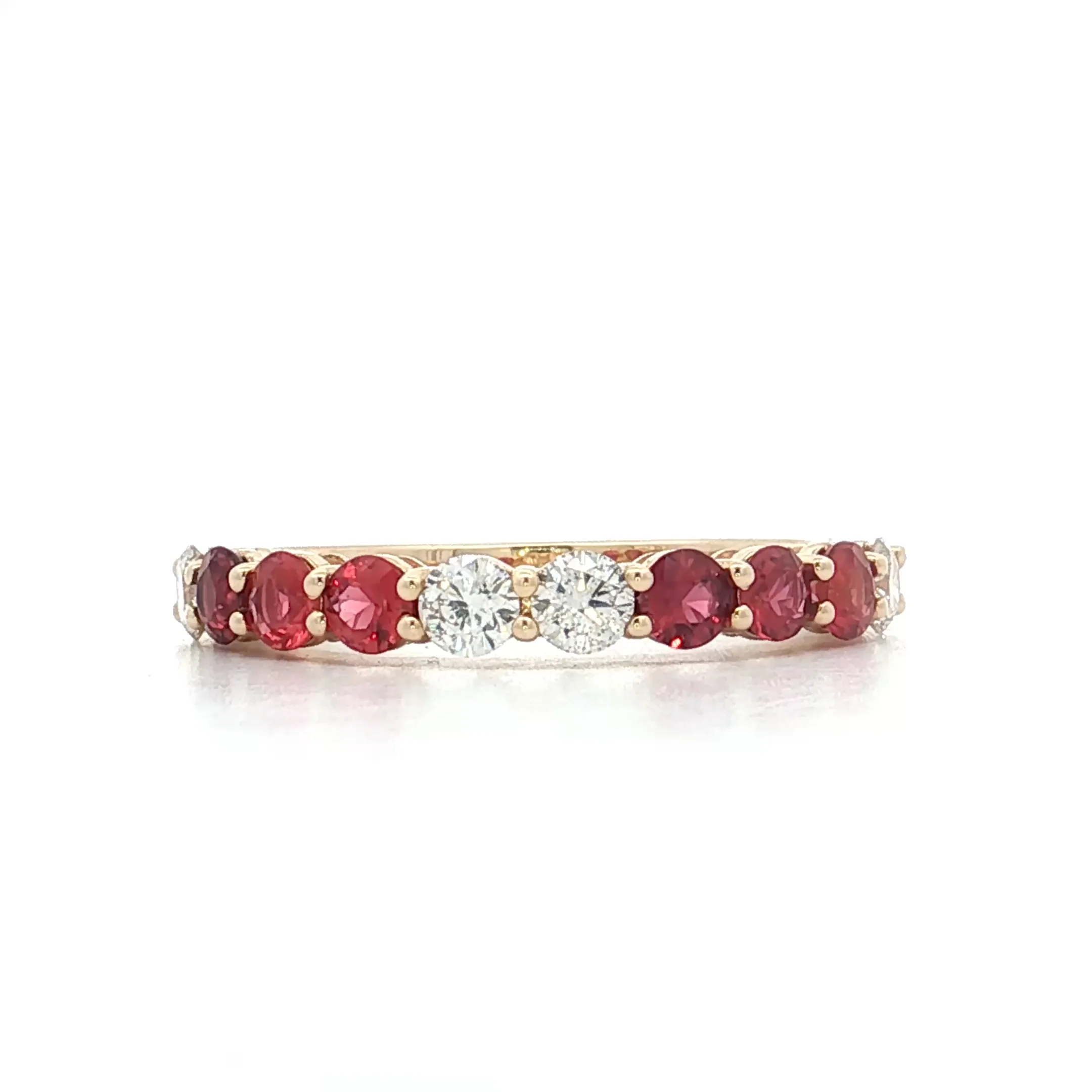 Diamond & Orange Sapphire Stacking Band 14k